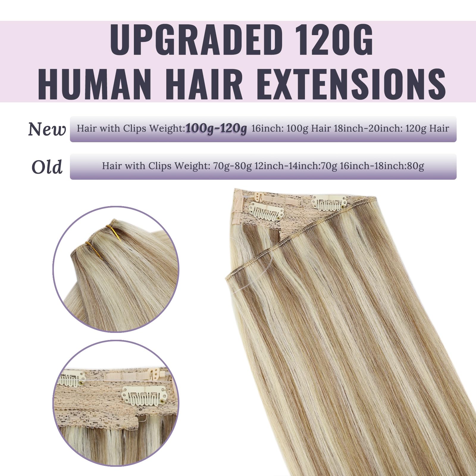 Fshine Filo Invisibile Naturali 18 Pollici Capelli Lisci 127G Extension Color 16 Golden Bionda Highlight Con 22 Biondo Chiaro Wire Invisibile Capelli Veri #16P22