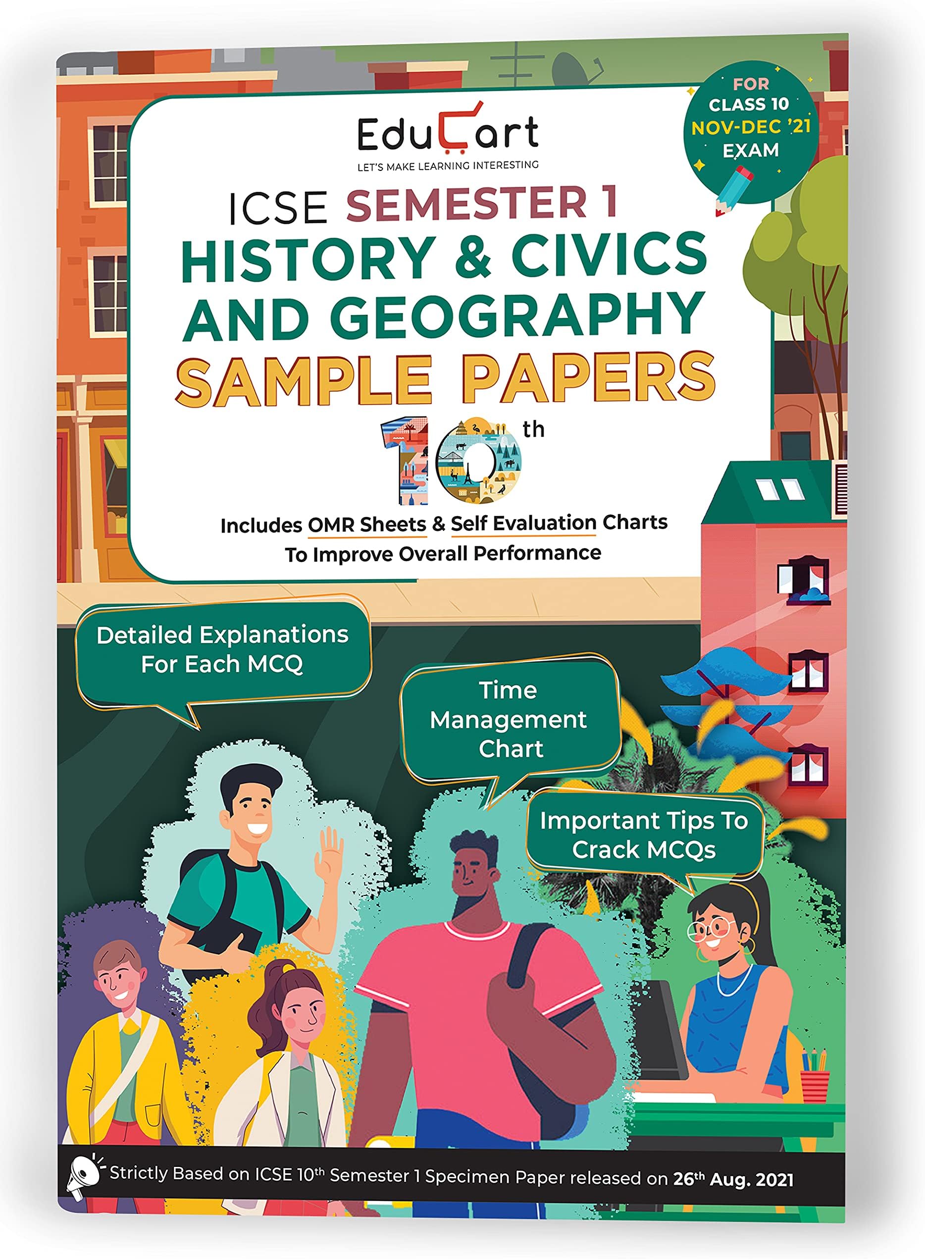 Educart History & Civics and Geography ICSE Semester 1 Class 10 Sample Papers MCQ Book For 2021 (Study With Sudhir)