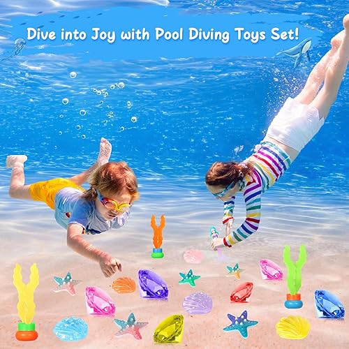 Miniatura 2 de VGOFUN Juguetes de piscina de buceo para niños de 3 a 12 años, 31 piezas de juguetes de sirena para piscina, juguetes de gemas de buceo con cofre