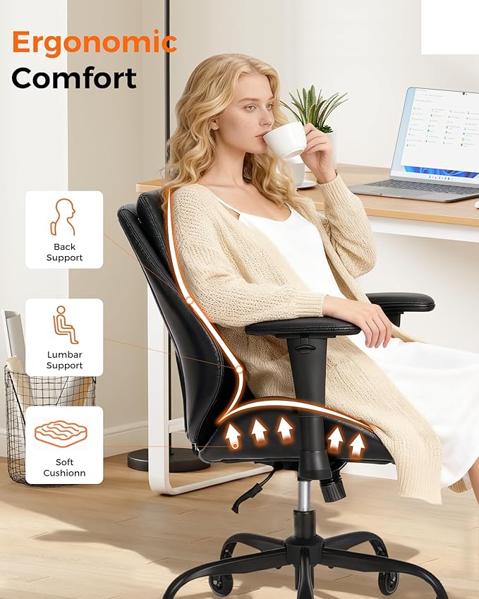 Silla De Oficina Ejecutiva Ergonómica Reclinable Con Ajustes miniatura 3