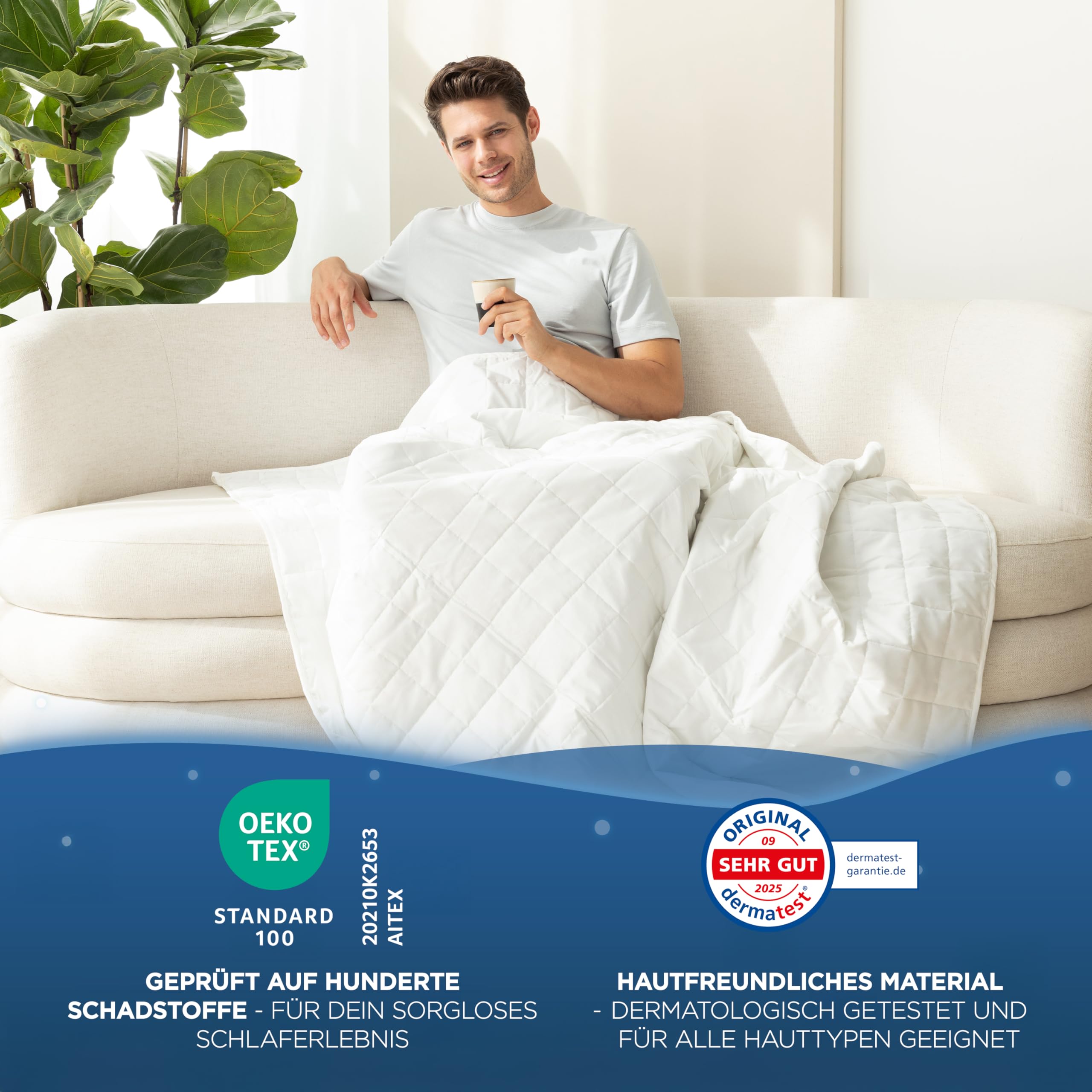 Samthus Gewichtsdecke 135x200cm 6kg Oeko-Tex Zertifiziert - Entspannungsdecke 100% Baumwolle - Schwere Anti-Stress & Therapiedecke - Besser schlafen mit unserer schweren Bettdecke - Weighted Blanket