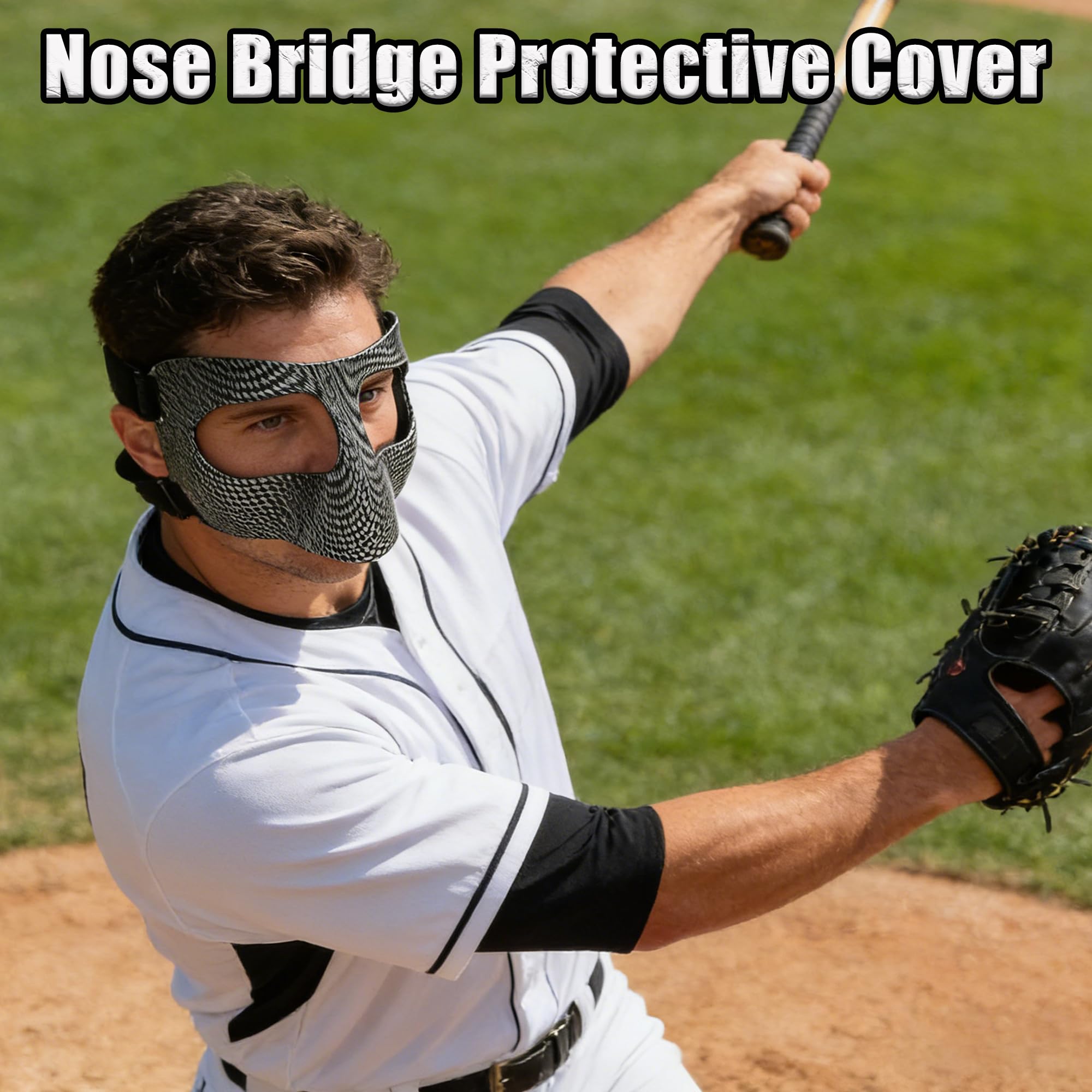 Visiera Protettiva per Naso Resistente Agli Urti, Protezione per Naso per Naso Rotto, Maschere Protettive con Imbottitura, Protezione viso Regolabile Adatto agli Adolescenti per Softball Basket
