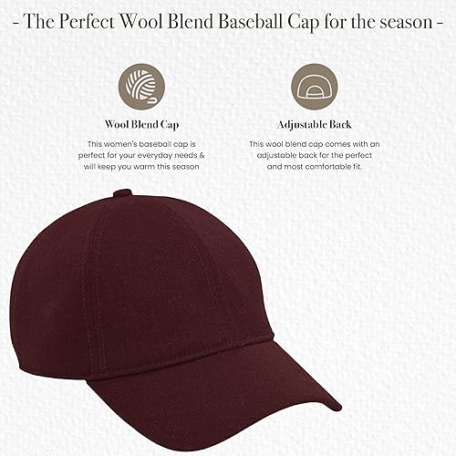Miniatura 6 de San Diego Hat Company Gorro de béisbol de lana para mujer con espalda ajustable