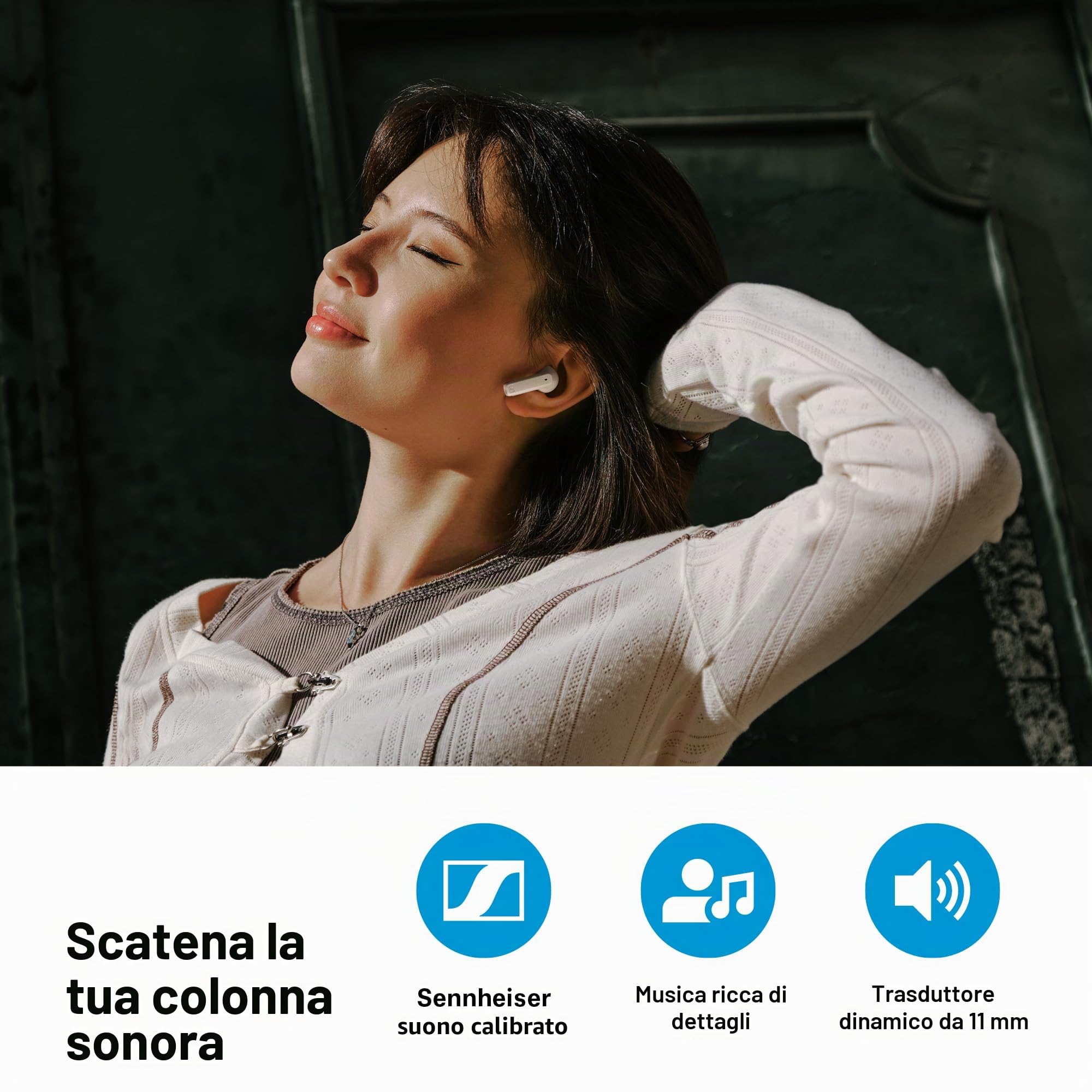Sennheiser ACCENTUM Open Wireless Earbuds – Design Open Ear, Suono Dinamico e Bluetooth 5.3, Protezione dagli Spruzzi IPX4, Autonomia di 28 Ore, Custodia di Ricarica USB-C, Ideali per Musica, Nero