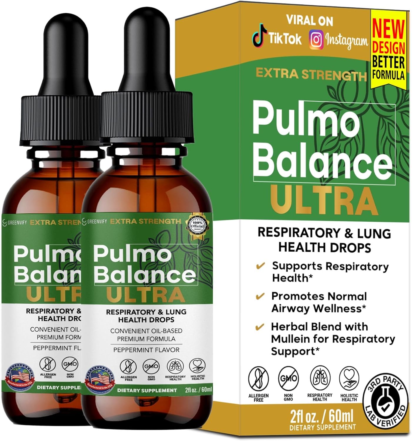 Pulmo Balance Ultra Respiratory & Lung Health Drops, Peppermint Flavor, 2 fl oz (2)