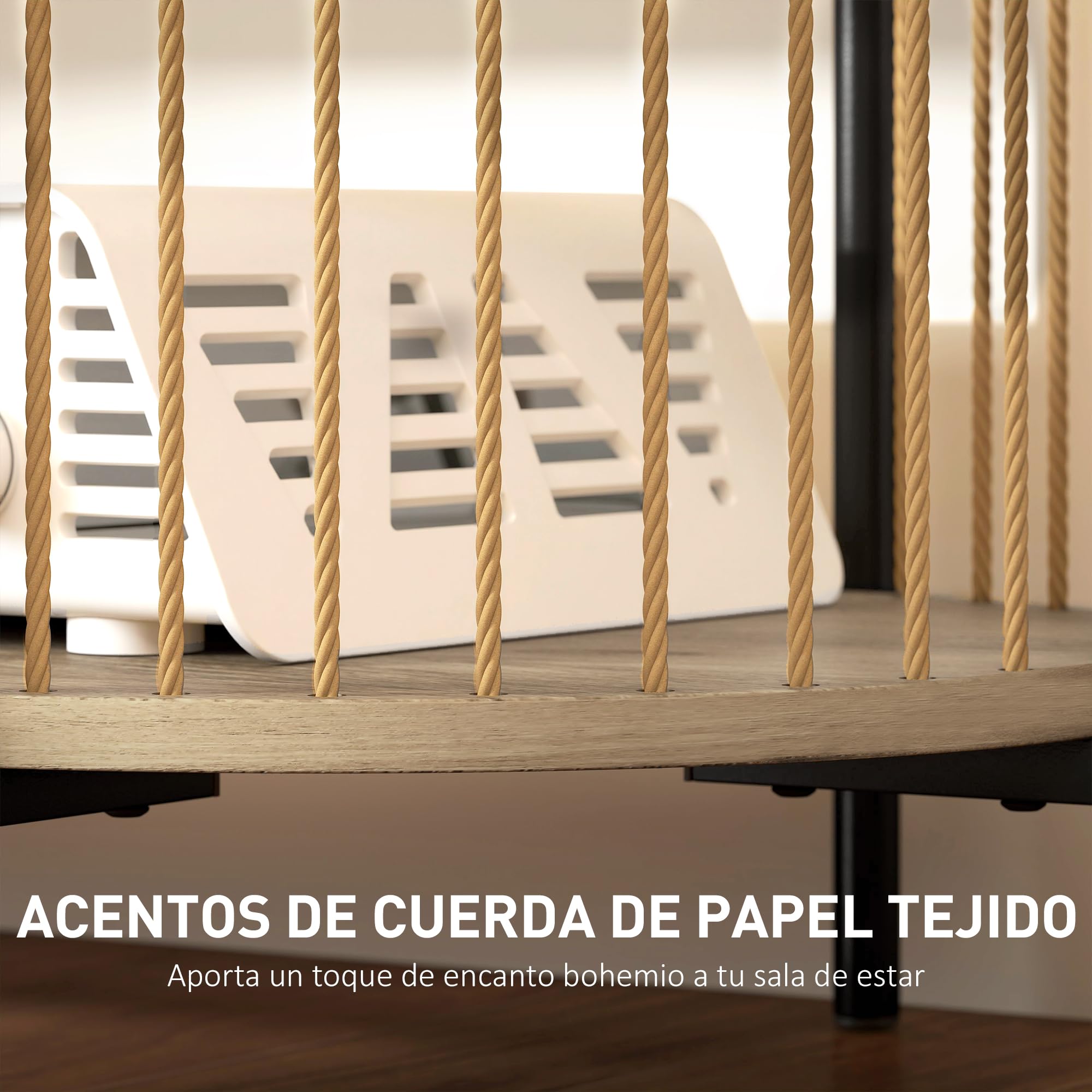 HOMCOM Mueble de TV Bohemio hasta 55 Pulgadas 124x43,5x41 cm Natural