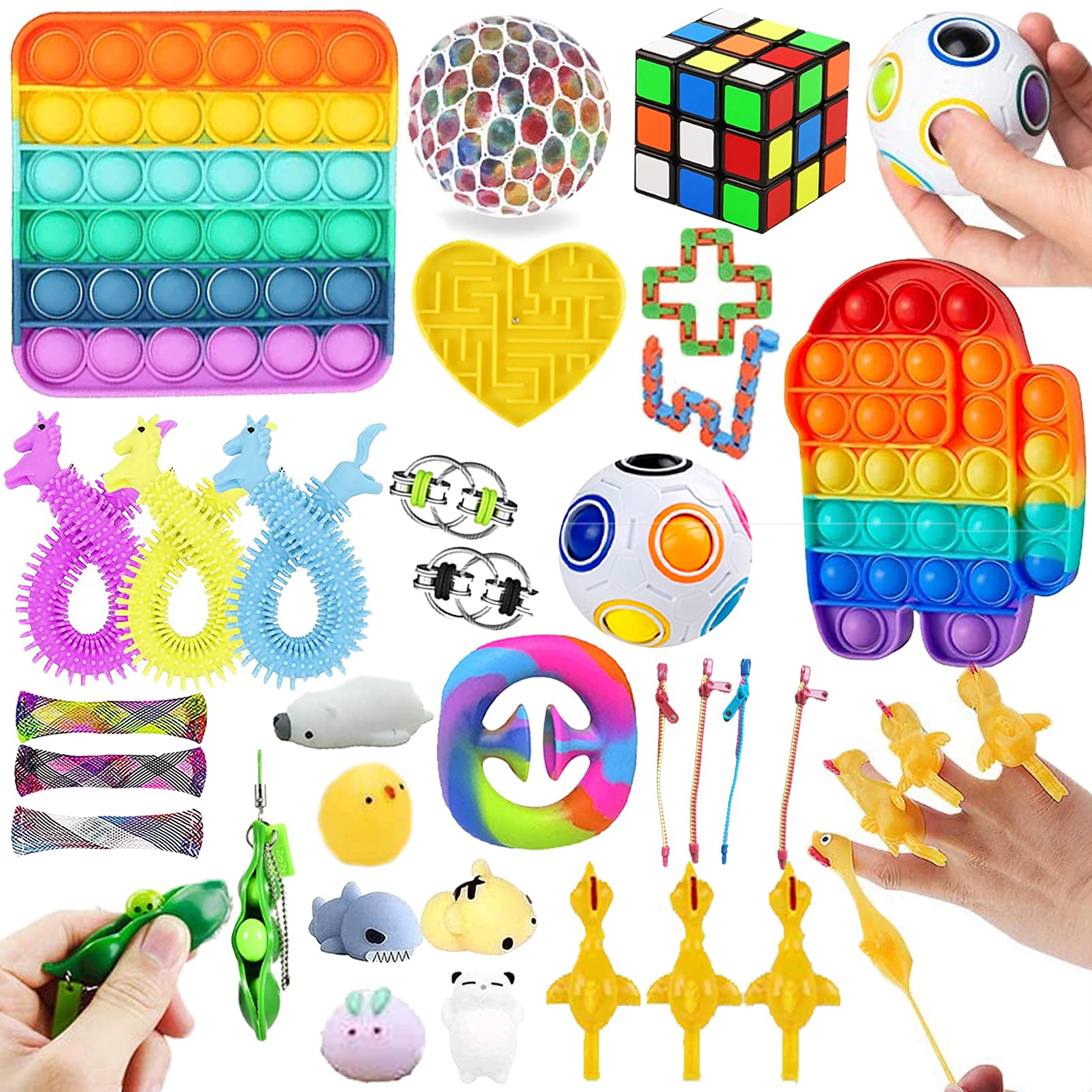 Fidget Toys Set Cheap, anxiety Toys Set For Kids Stress And Anxiety Relief Fidget Toys, Cheap Fidget Packs Fidget Toy Kit, Fidget Set With Bubble Fun Fingertip stress ball(32 Packs)
