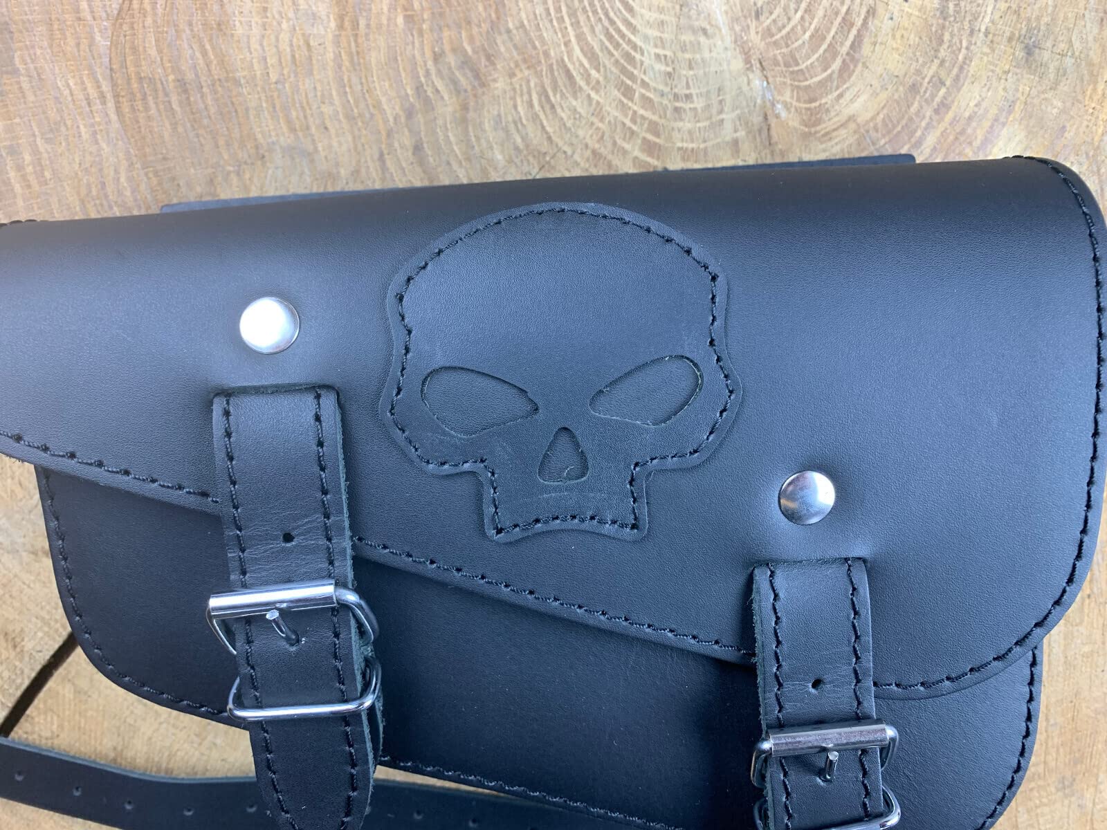 Seitentasche Medusa Skull Links kompatibel mit Harley Davidson Sportster Forty-Eight Super Low Roadster XL Custom Biker Ledertasche Koffer Chopper