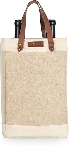 Miniatura 5 de PICNIC TIME NFL Pinot - Jute 2 Bottle Insulated Wine Bag - Wine Tote Bag - Wine Gift Bag, (Beige)