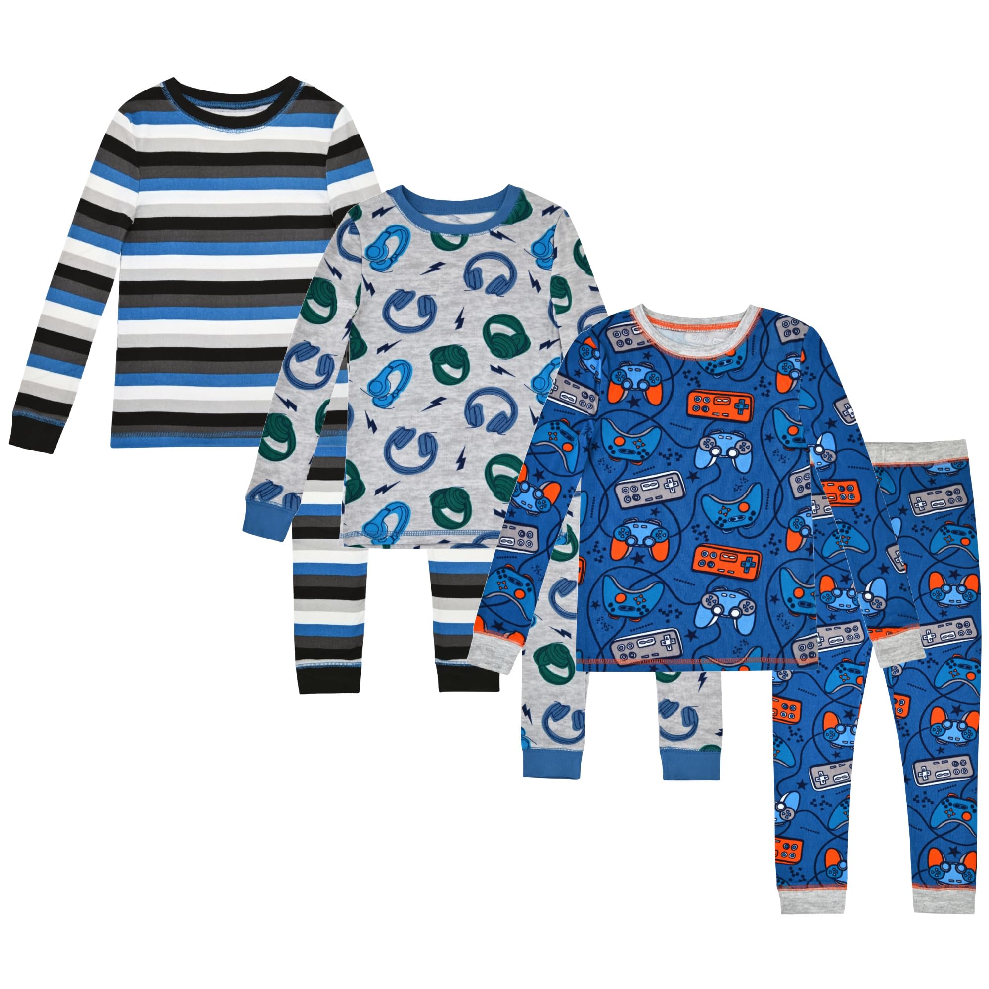 Just Pajamas Boys’ Pajama Sets Snug Fit Long Sleeve Tops & Sleep Pants – Soft Kids Sleepwear in Sizes 3T-12 with Fun Prints