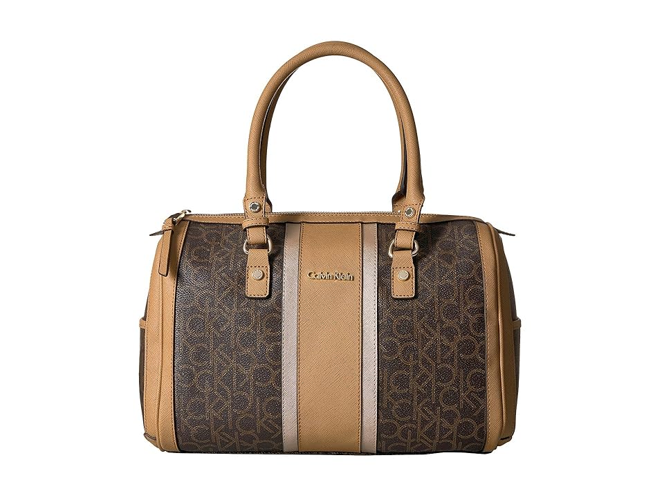 

Calvin Klein CK Monogram Satchel (Brown Combo) Satchel Handbags