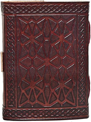 Miniatura 33 de cuero Diario de cuero vintage con relieve de lapiz azul de 3 lunas para hombres y mujeres, 128 páginas, papel vintage antiguo hecho a mano, diario