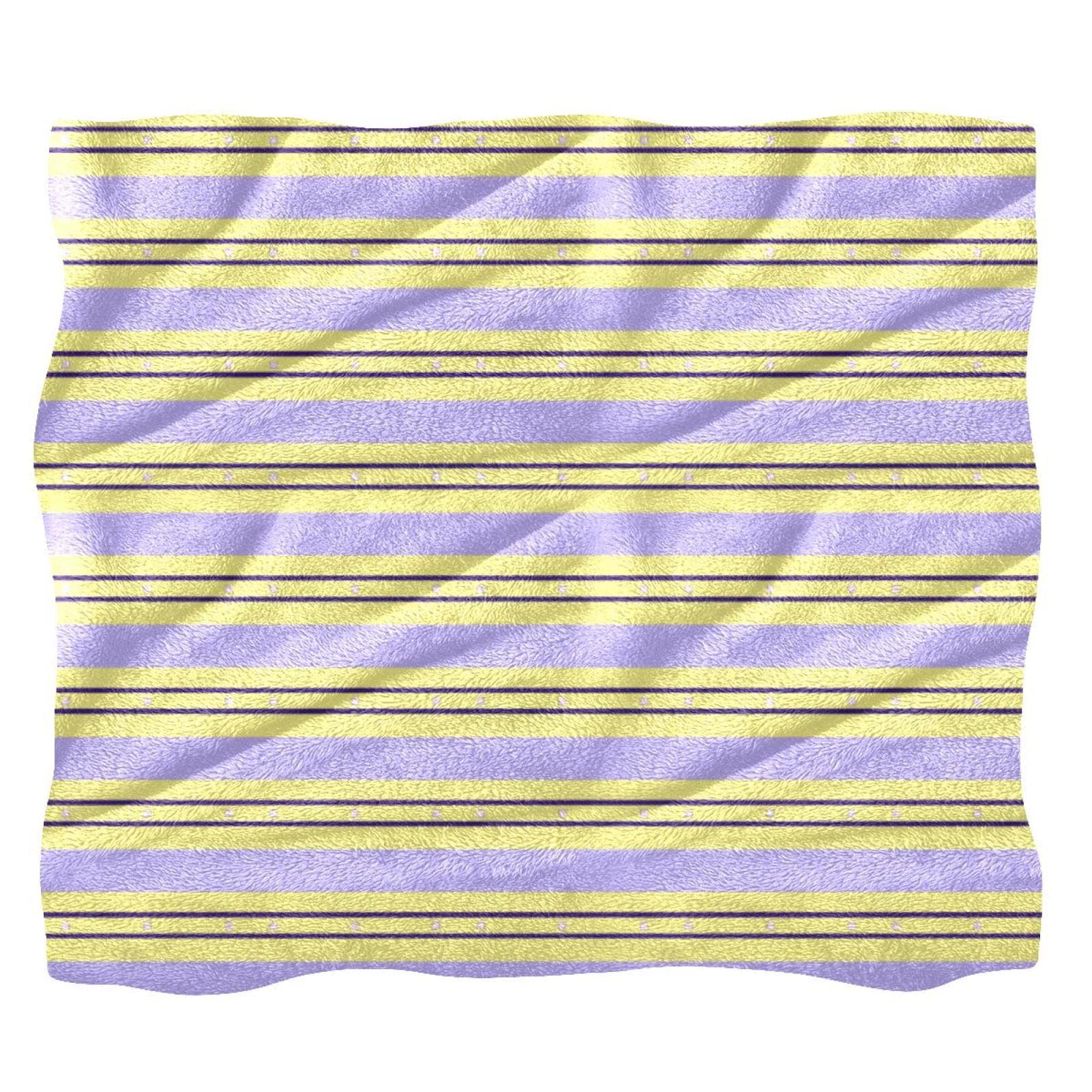 Couvre-lit TBOUOBT à bande violet jaune couverture douce pour lit d'enfant