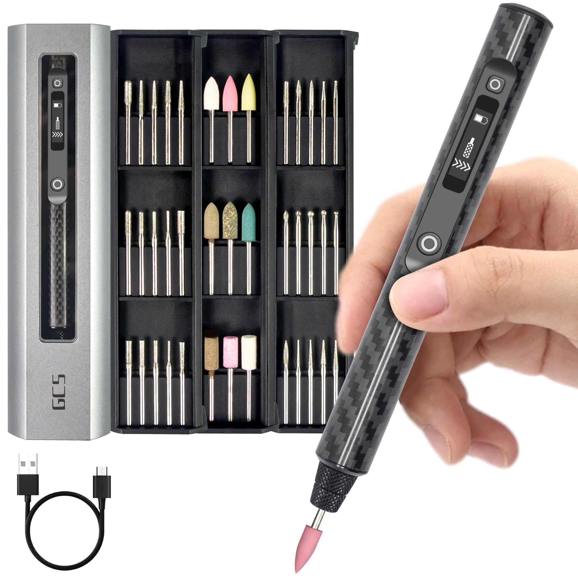 Engraving Pen, 30000RPM, Engraver Tool with 39 Bits,OLED Display
