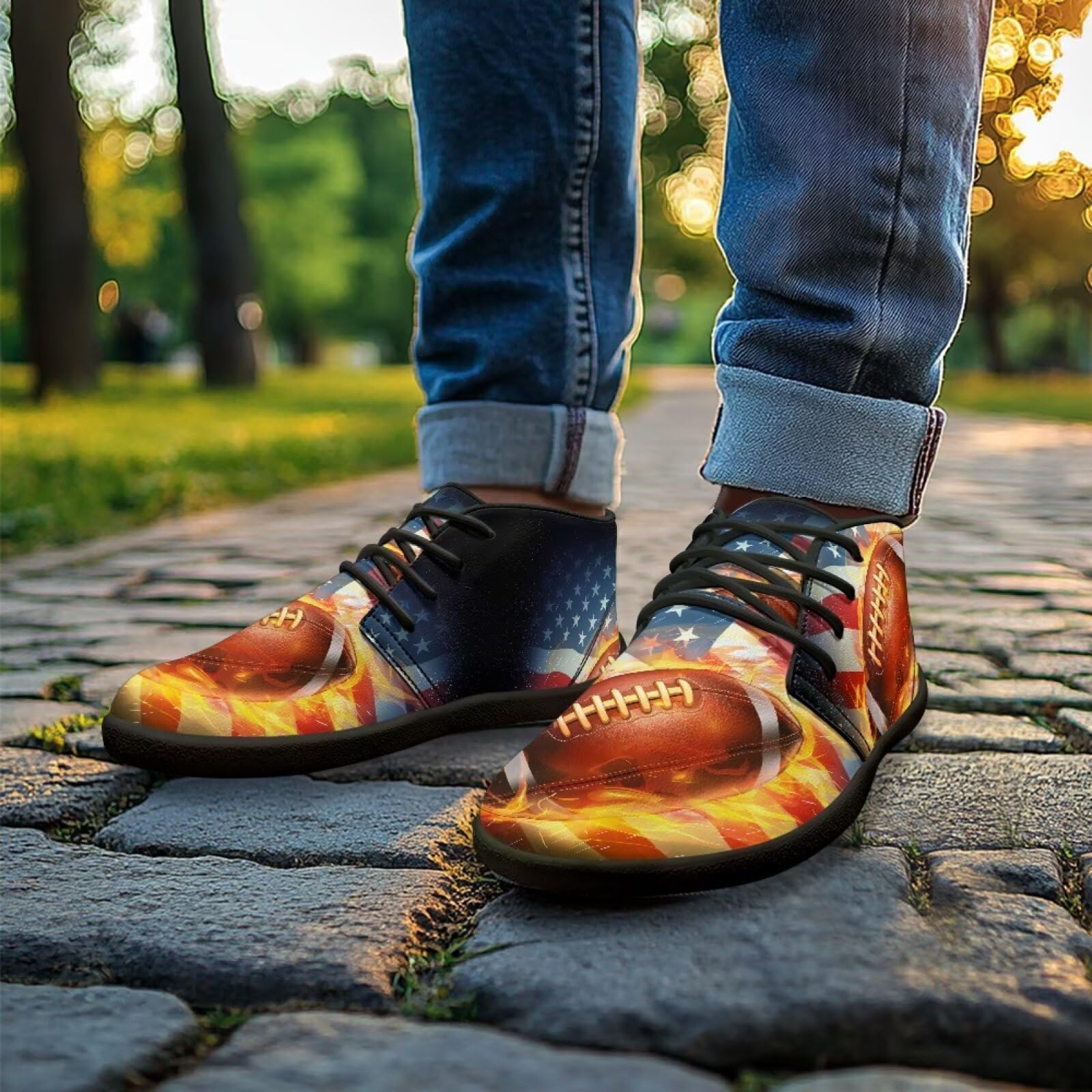 Chririnla American Flag Mens Barefoot Boots Rugby Trail Running Shoes Zero Drop Sole Minimalist Sneakers for Teen Boys Flat Comfy Sport Sneaker Non Slip Wide Shoe