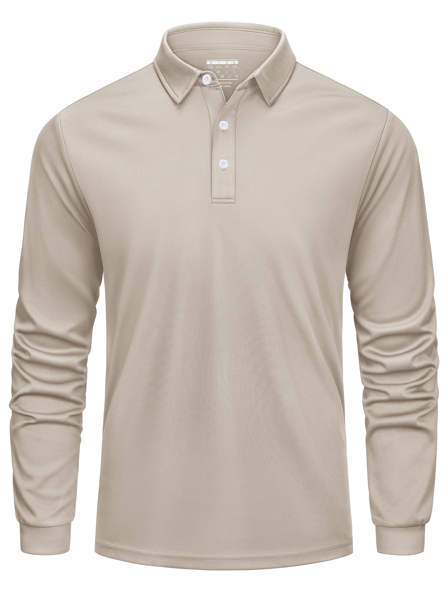 CAVVA Poloshirt Herren Langarm Golf Polo Shirt Atmungsaktives Schnelltrocknend Funktionsshirt Langarm Sportshirt Tennis Shirt