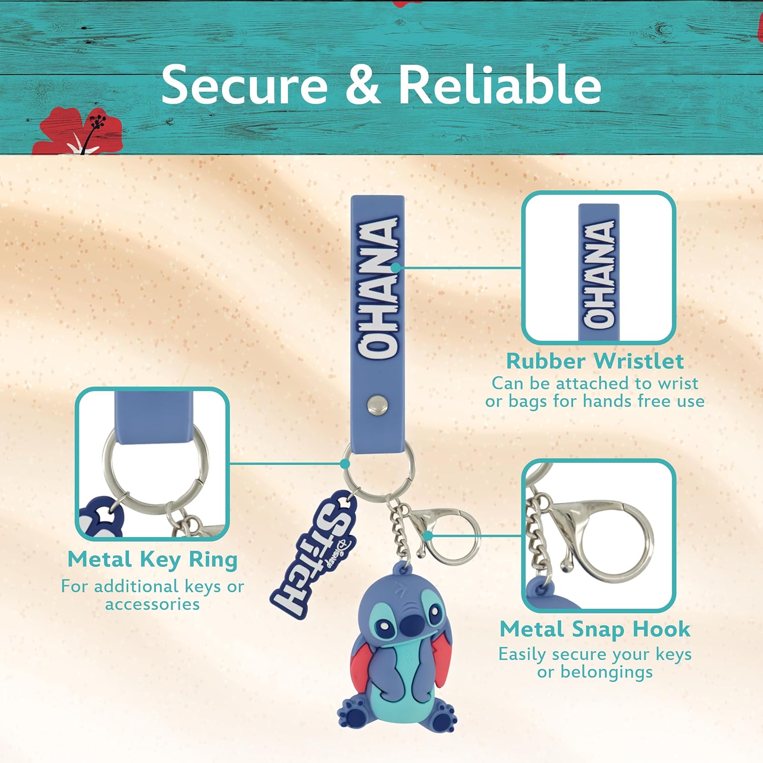 Disney Stitch Keychain, Scrump Charm Wristlet with Key Ring - Image 4