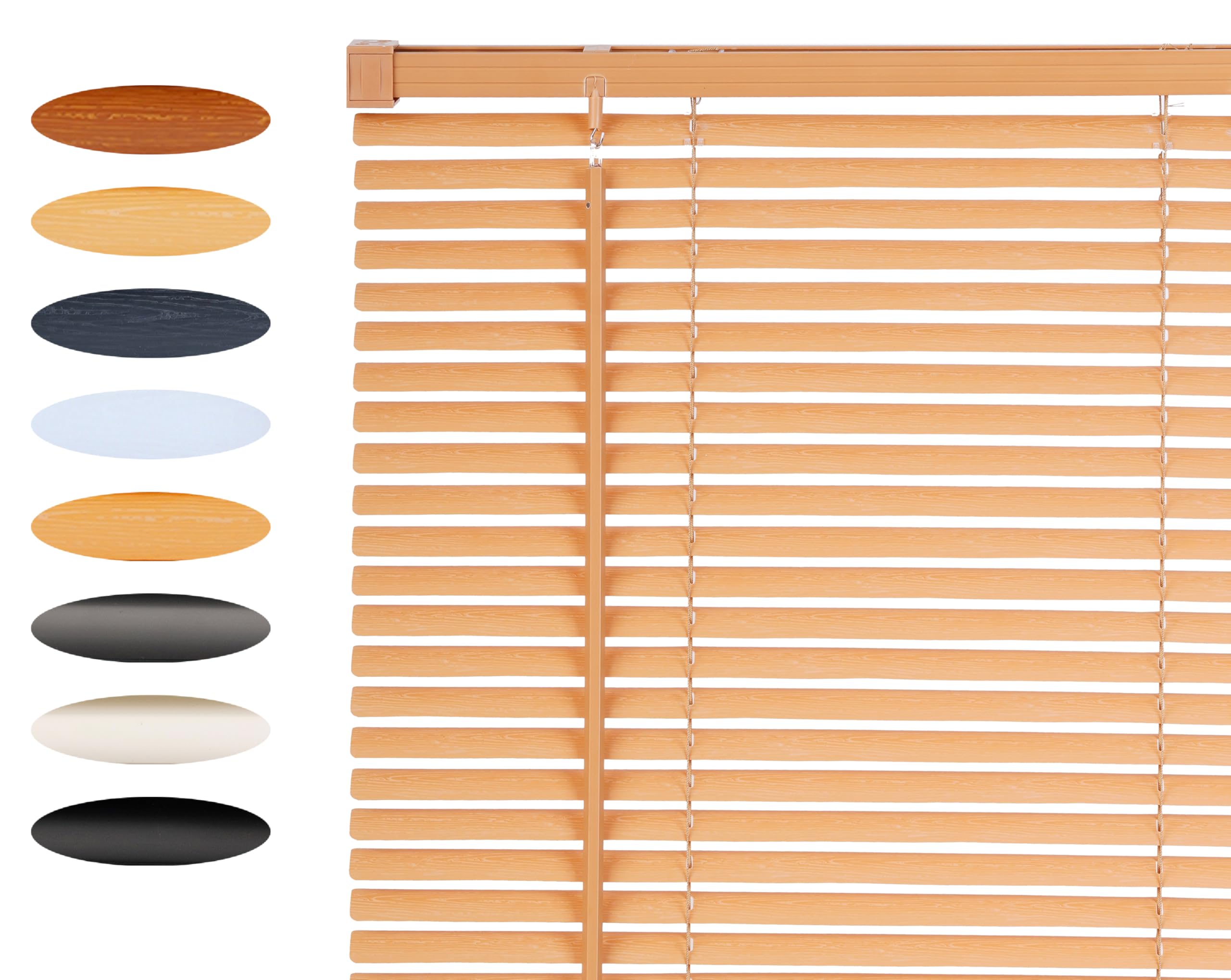 Lister Cartwright 25mm PVC Venetian Blinds for Windows – Trimmable, Easy Fit Curtains, Child Safe – Durable Home & Office Blind(Wood Print, 60 cm Width x 160H cm)