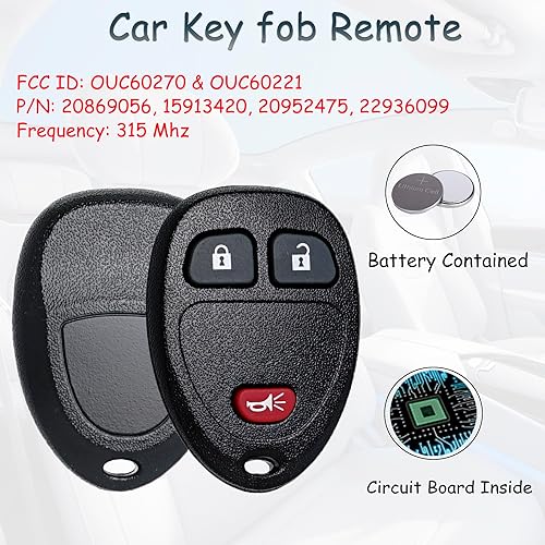 Miniatura 4 de Llavero de entrada sin llave con llaves de encendido para Chevy Silverado Avalanche Tahoe Traverse Equinox Express/GMC Sierra Acadia 2007 2008 2009