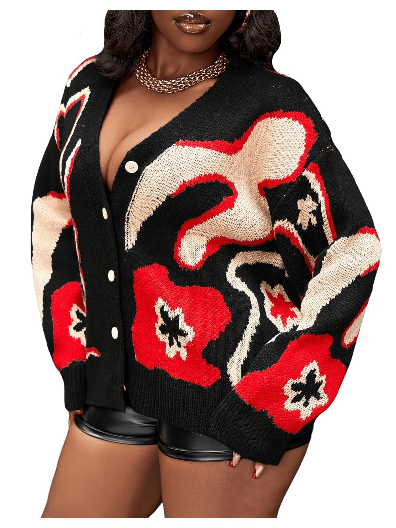Womens Y2k Ribknit Button Down Cardigan Sweaters Colorblock Crew Neck Long Sleeve Fall Knitwear Streetwear