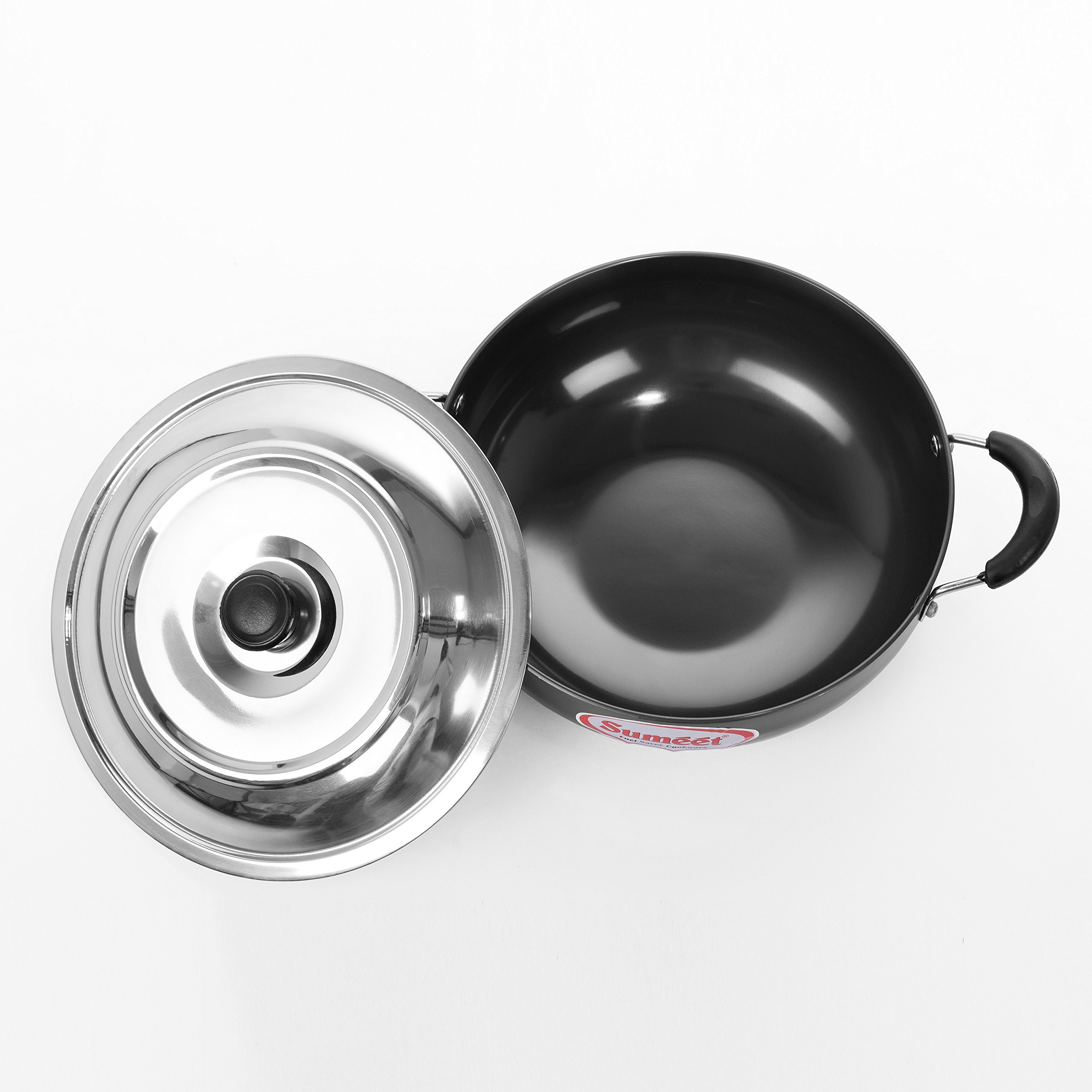 Sumeet 3Mm Hardanodised Deep Kadhai With S.S. Lid. No. - 14 26.5Cm Dia. 3 Ltr Capacity,Black - Image 3 thumbnail