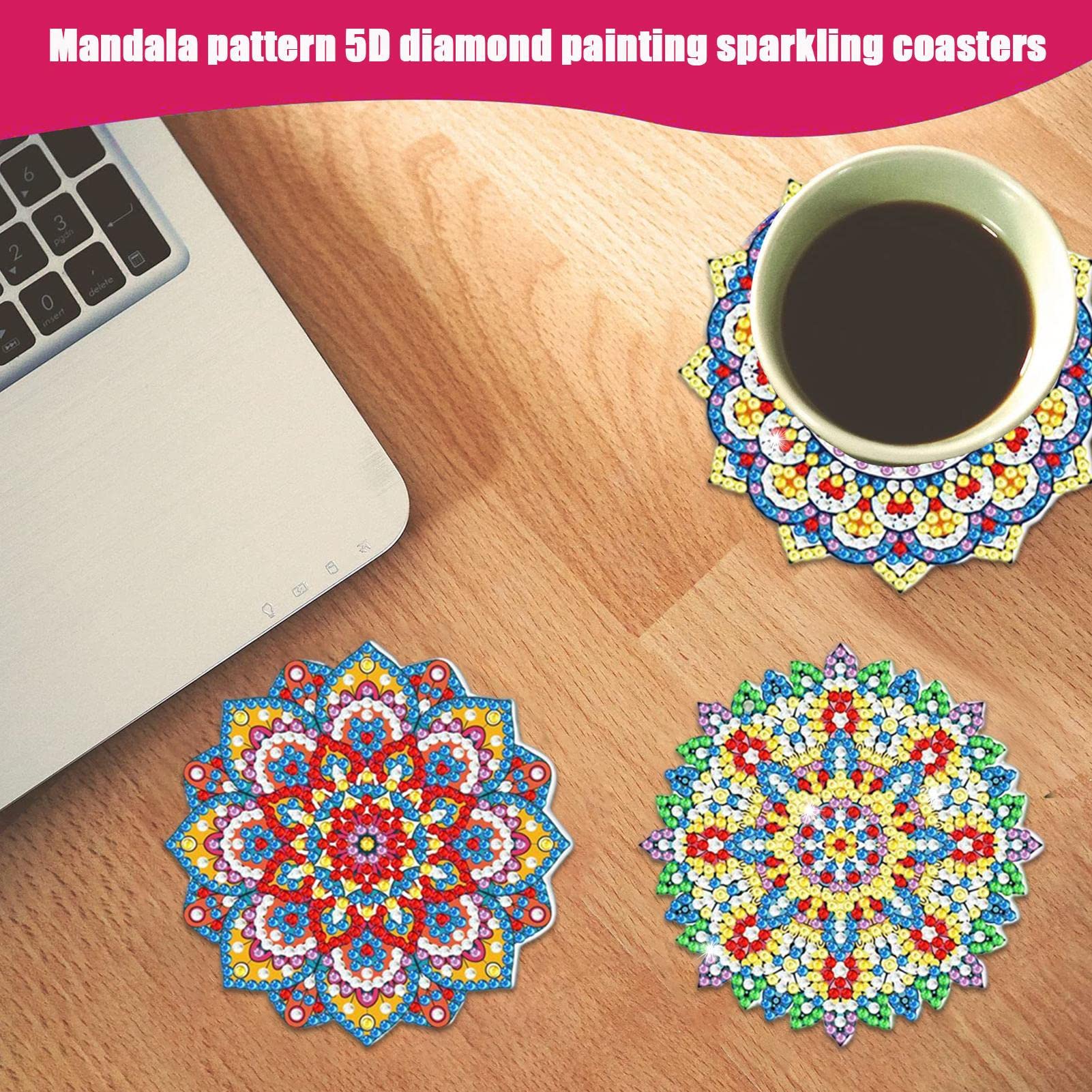 Kit Diamond Painting 8 Sottobicchieri | Motivo Oceano | Con Diamanti E