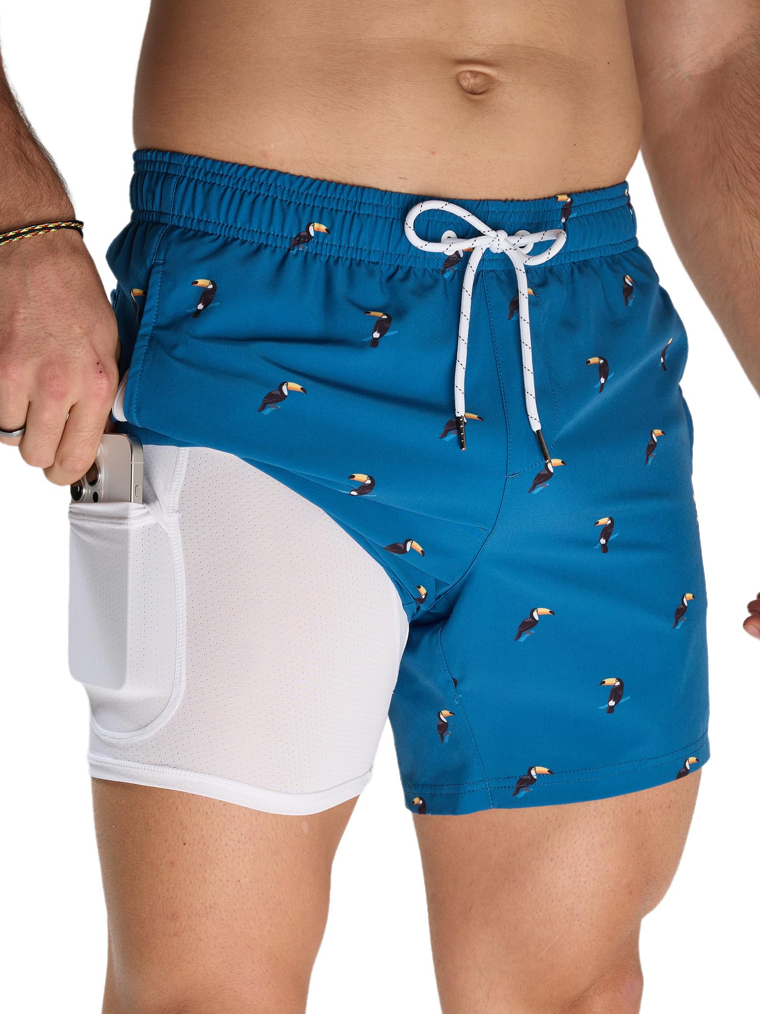 Arcweg Badehose für Herren Badeshorts mit Kompression Liner 2 in 1 Schnelltrocknend Strandhose Männer Elastisch Surf Shorts mit Reißverschlusstaschen
