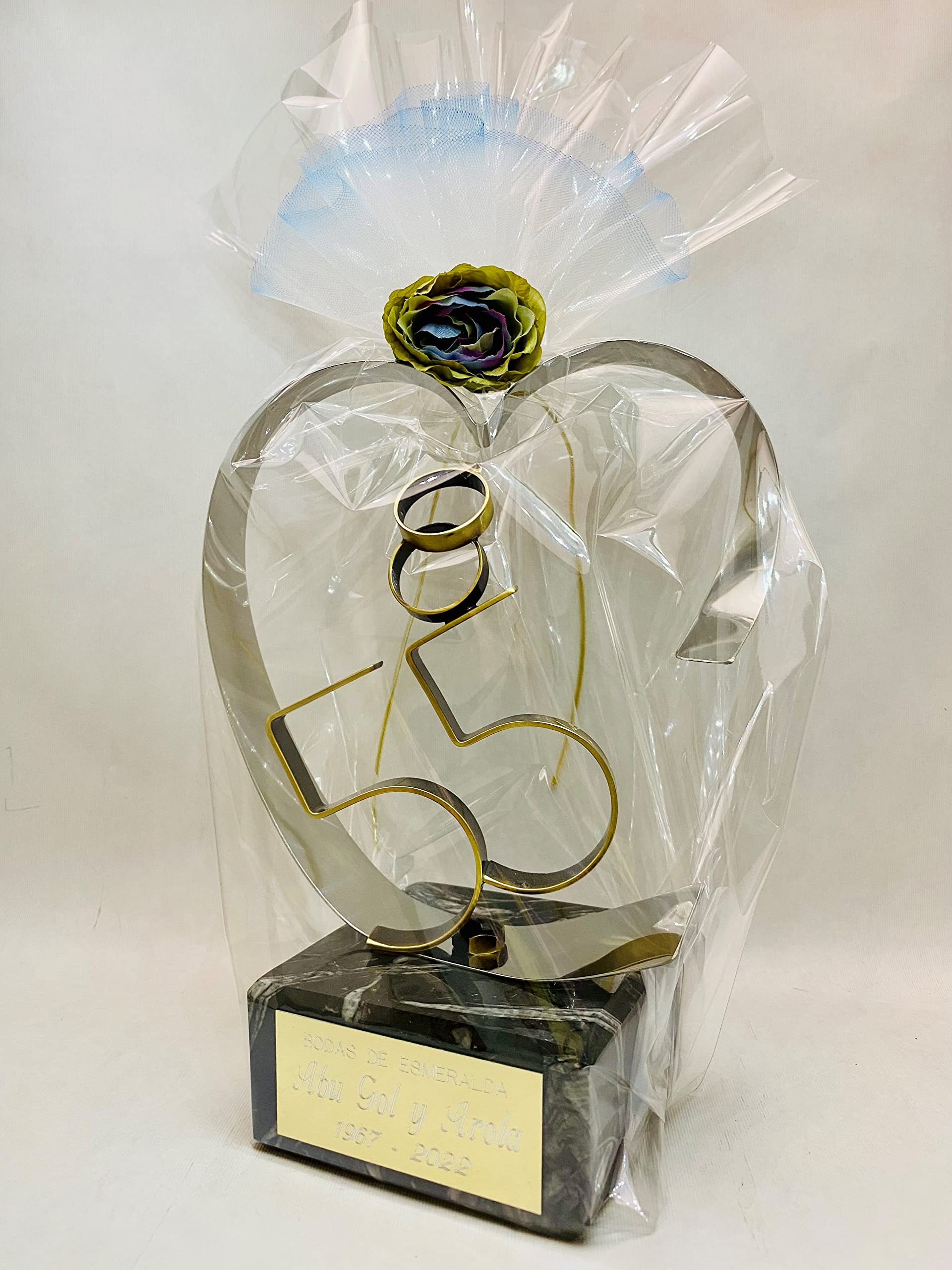 Regalo para Bodas de Esmeralda Grabado Figura corazón 55 Aniversario Regalos Personalizados