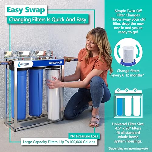 Miniatura 4 de Express Water - Paquete de 6 filtros de repuesto de bloque de carbón activado - ACB de gran capacidad para filtración de toda la casa - 5 micras,
