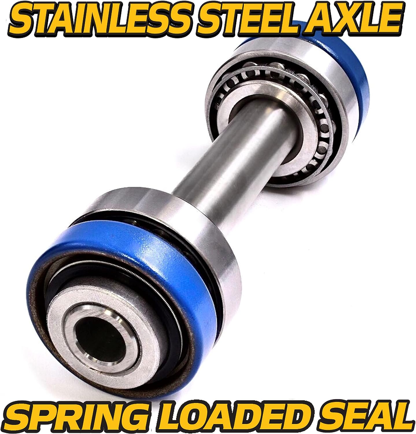 HD Switch 2 Kits 13x5-6 Improved Spring-Loaded Seals Front Wheel Bearing Rebuild Kit & Axle Sleeve for Scag 43581 482621 482622 43584 - Hard 304 Stainless Steel Axle & Upgraded