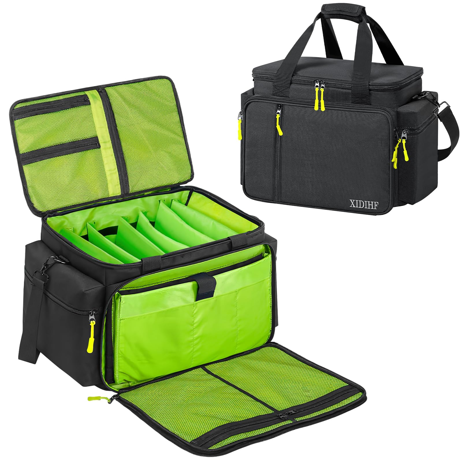 SUNDOY DJ - Bolsa organizadora de Cables con Base Acolchada extraíble y divisores, para Equipo de DJ, Cables de Audio y Accesorios de música, Negro, 45.7 x 31 x 35.6-cm, Tejido Impermeable