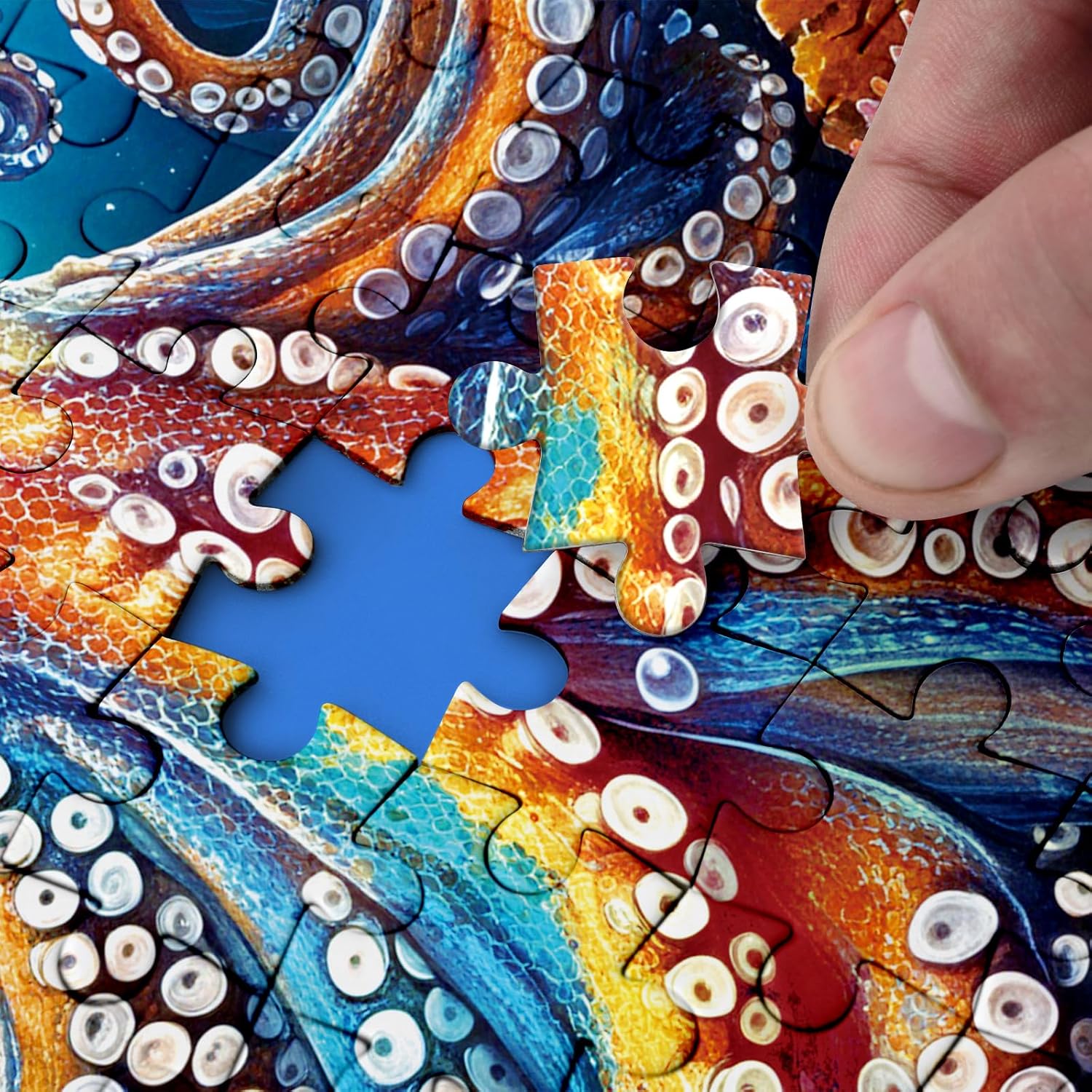 Ocean Octopus Magic Puzzle 1000 Pieces for Adults, Nature Colorful Sea Coral Jigsaw Puzzle, Under The Sea Animal Art Puzzle