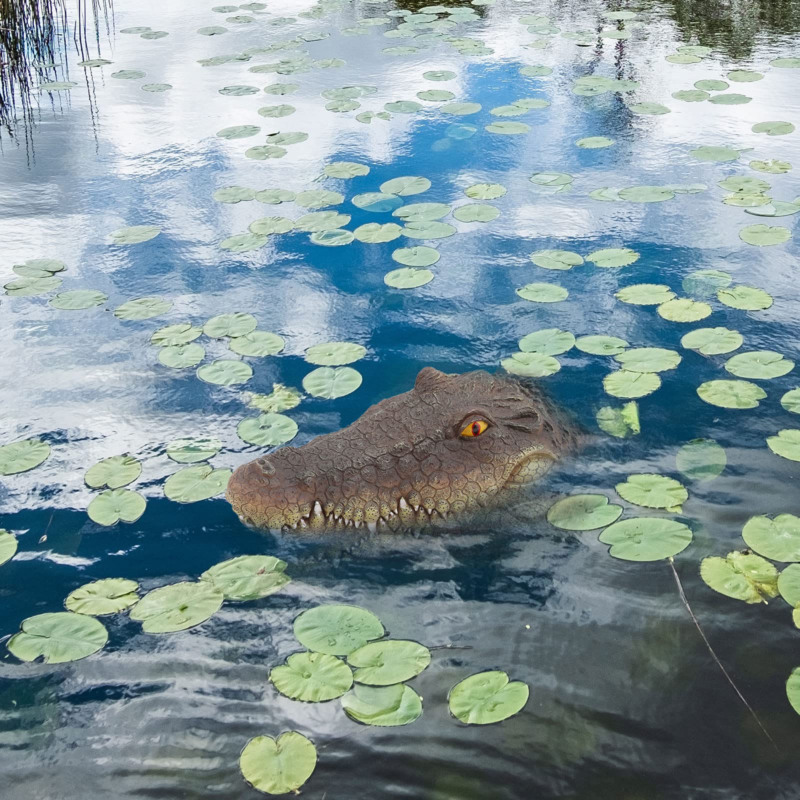 Staw pływający aligator głowa wabika akcesoria basenowe szczegółowe sztuczna głowica aligatora do dekoracji i ochrony stawu (01)