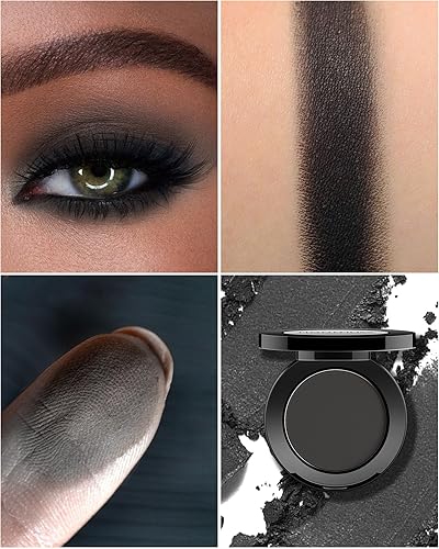 Miniatura 3 de Sombra de ojos negra hecha a mano, paleta de maquillaje gótica Sahdow para Halloween, alta pigmentación y larga duración, sombra de ojos negra mate