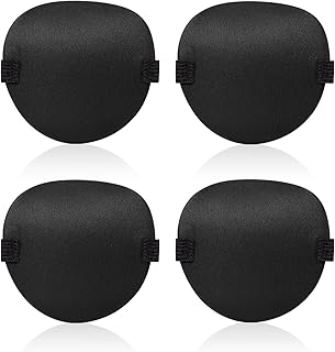 4pcs Eye Patches, Medical Eye Patches for Adults, Soft 3D Adjustable Lazy Eye Patches Eye Patches for Left & Right Eye for Improving Weak Strabismus, Surgery Recovery Period (Black)