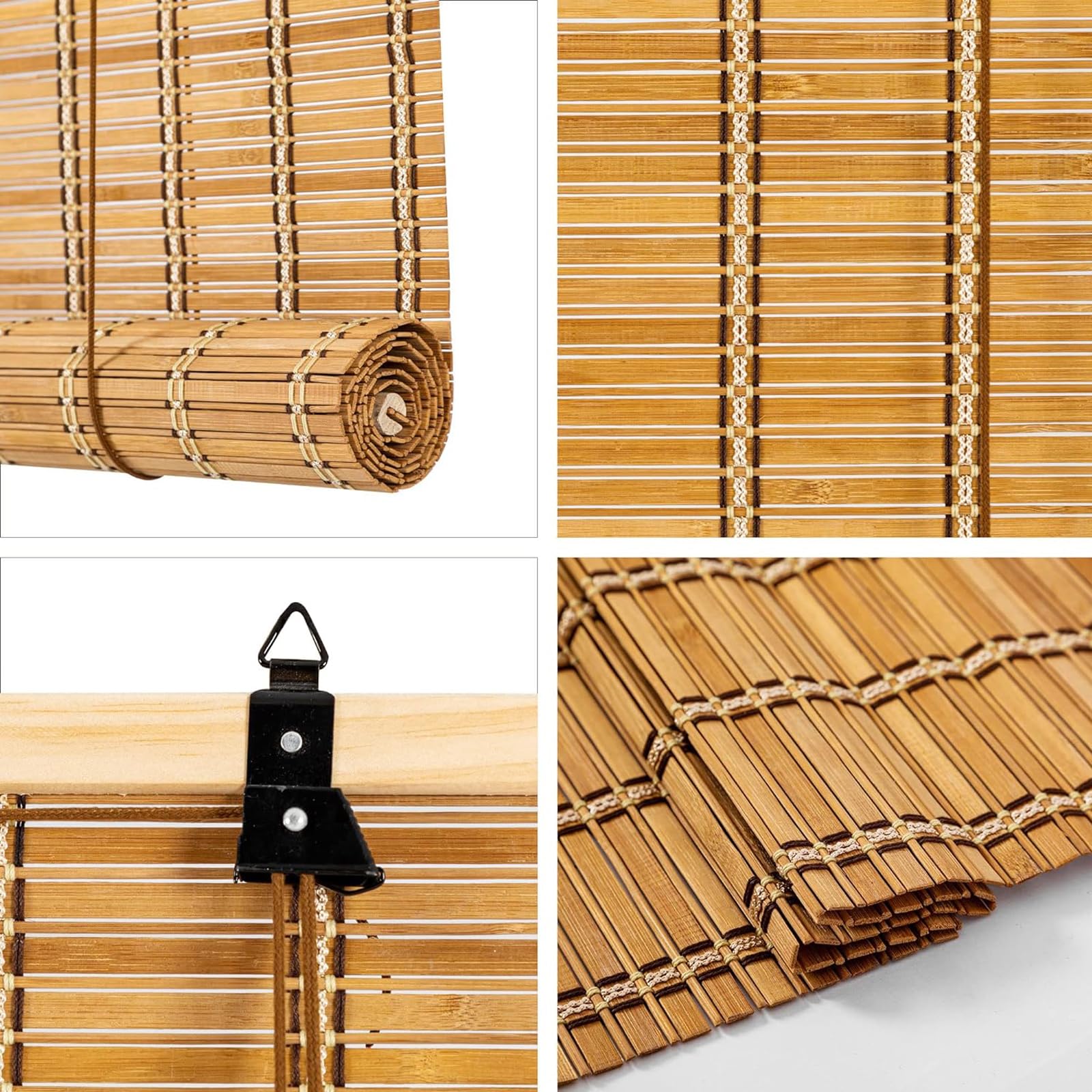 Store en Bambou,Store Enrouleur Bambou Naturel,Store Occultant en Bambou Exterieur,75% Protection Solaire Intimité Écran,Respirant/écologique,Personnalisable,Largeur x Hauteur (90cm x 140cm)