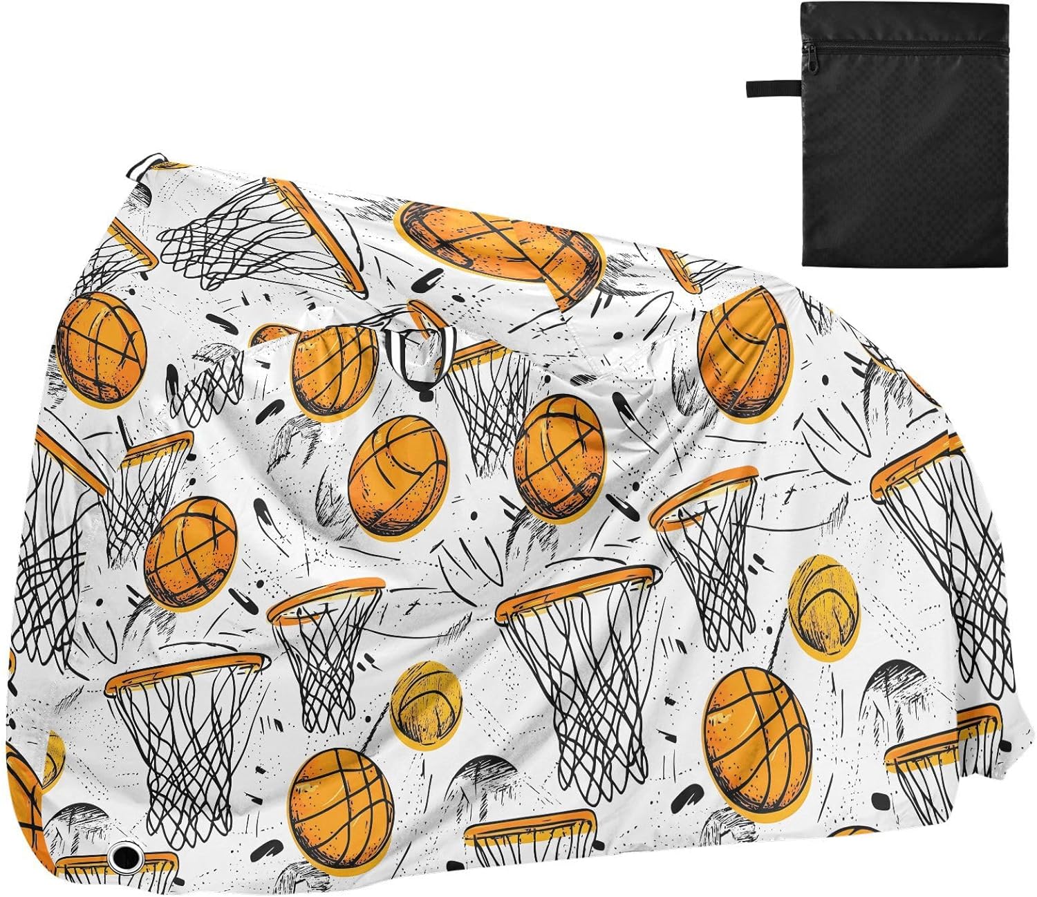 Yellow Basketballs Bike Cover Uv Resistant Electric Bike Cover Bikes Storage