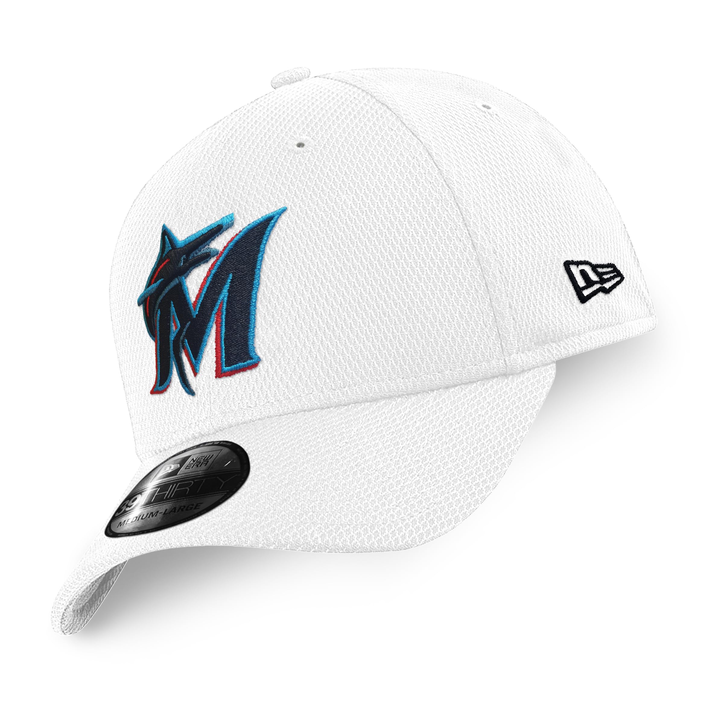 New Era Unisex Miami Marlins #31500 Miami Marlins Mlb Diamond Era White Team 39Thirty Stretch Cap