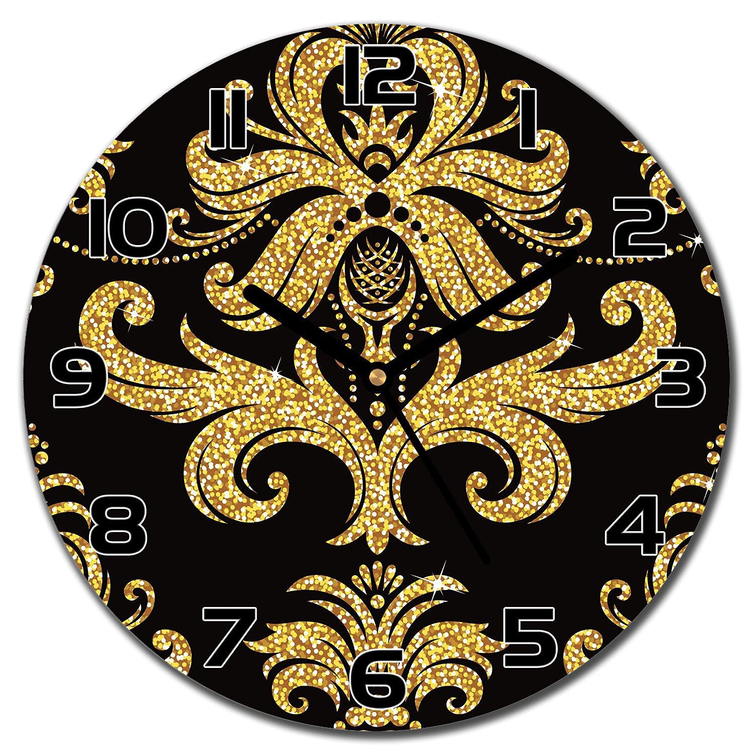 Horloge en verre moderne Golden Floral pour illuminer votre salon