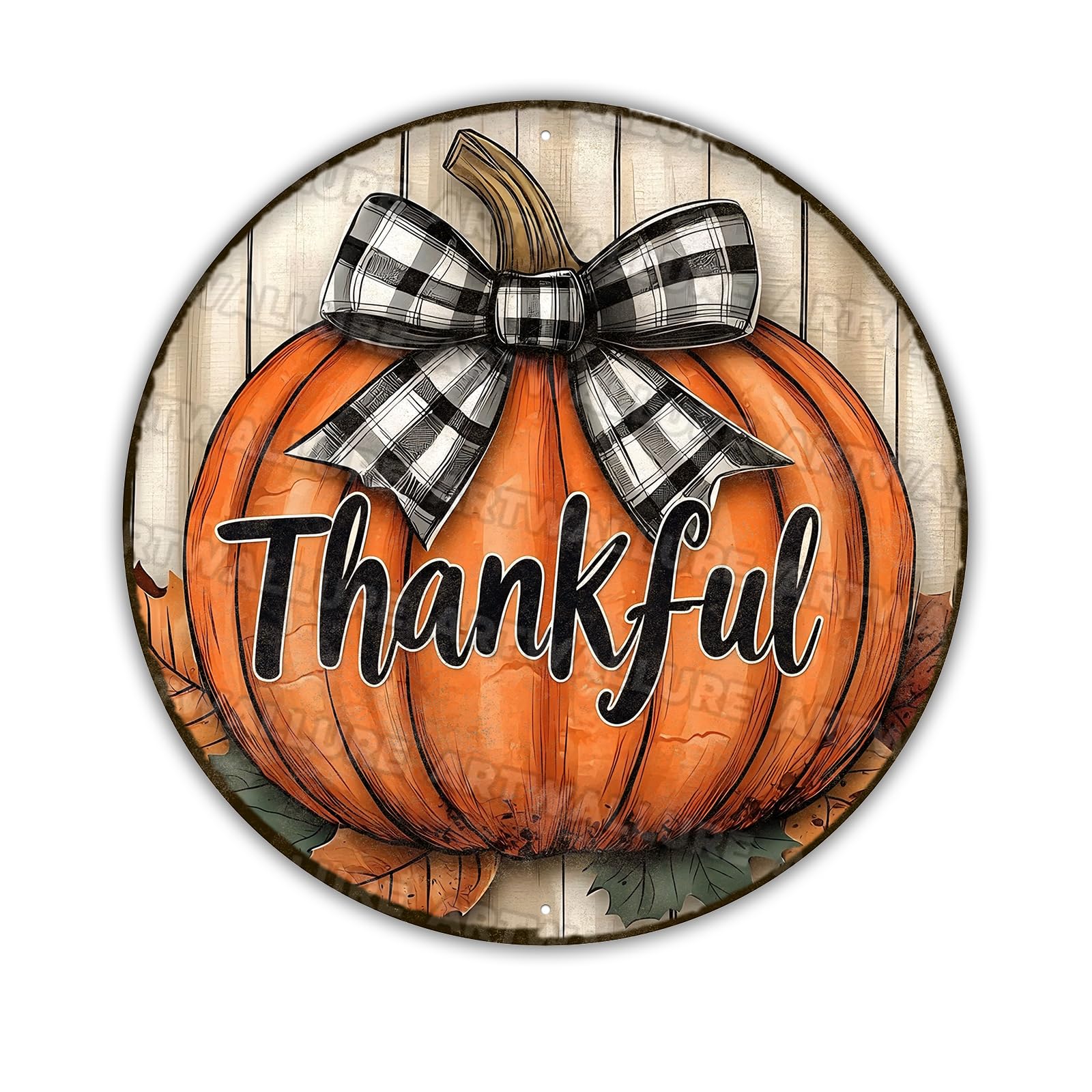 Round Pumpkin Vintage Sign Thanksgiving Day Pumpkin Metal Tin Sign for Indoor Outdoor Home Porch Window Decor 8x8inch