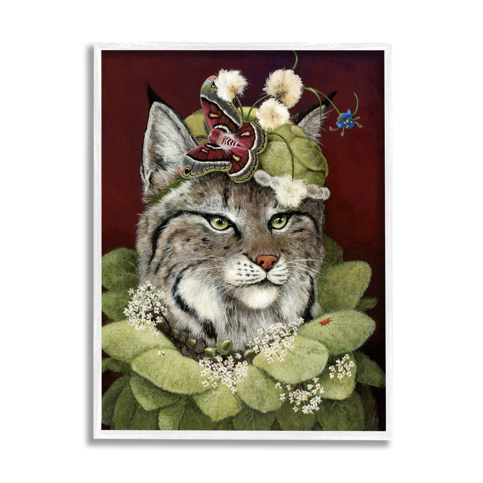 Bobcat Wearing Leaf Outfit Framed Wall Art, Design by Carolyn Schmitz