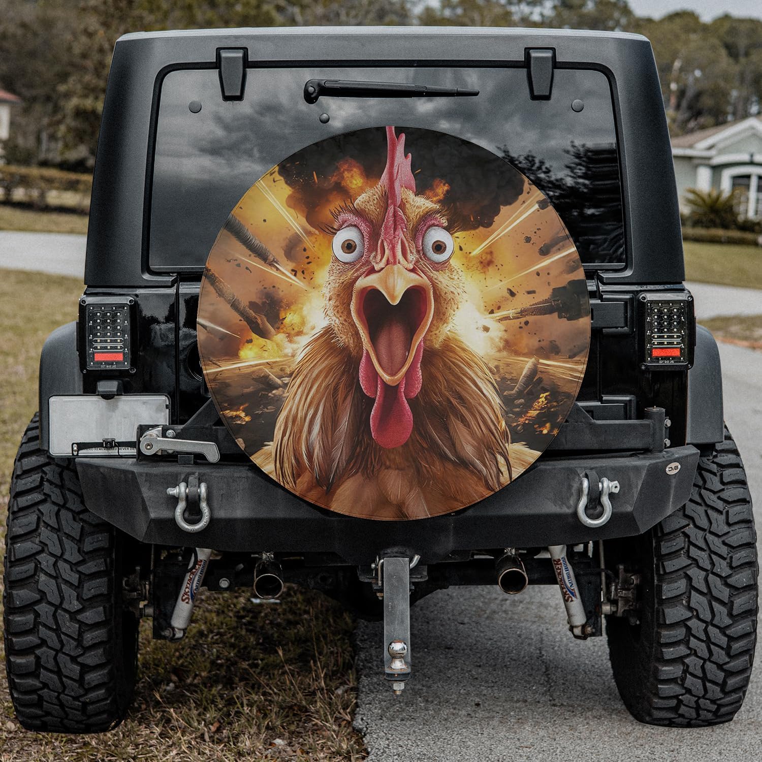 ThuhaTree Store Funny Chicken Spare Tire Cover with Or Without Backup Camera Hole, Funny Chicken Spare Tire Cover