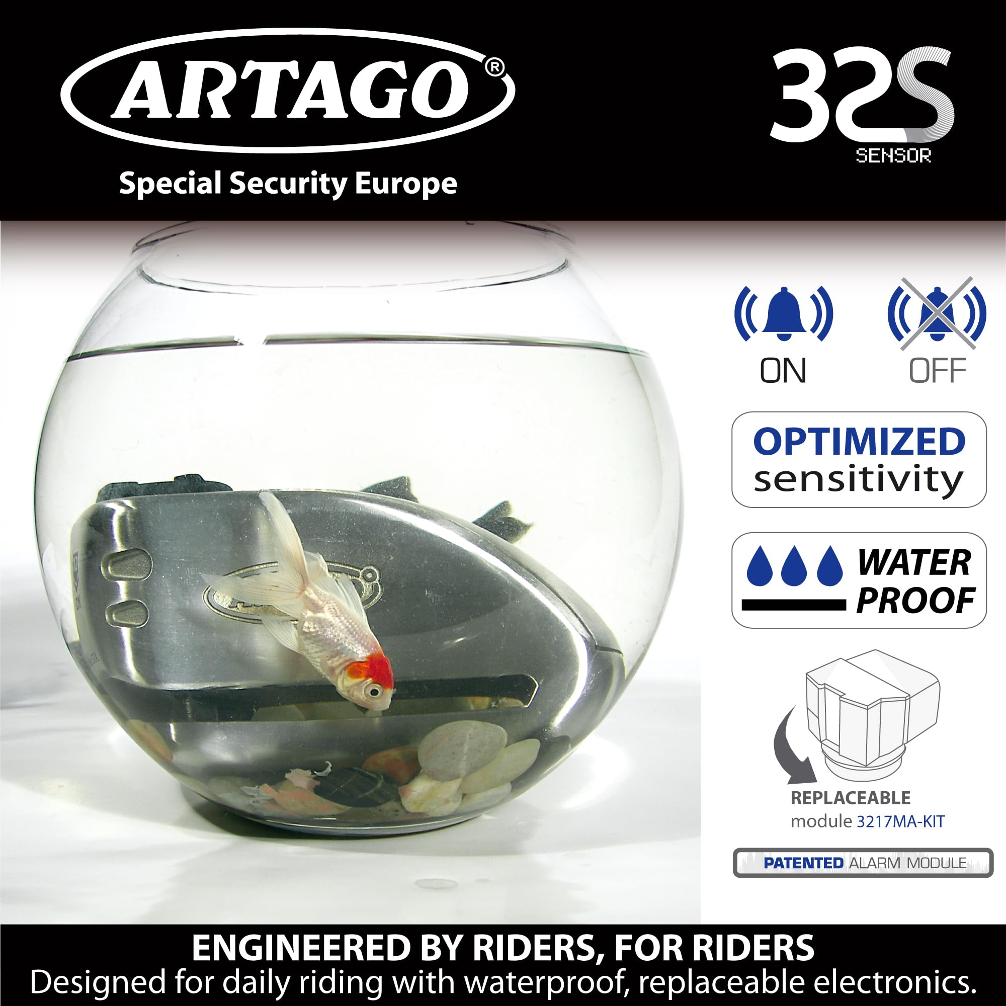 ARTAGO 32 Antivol Moto Haut de Gamme, Meilleur Bloque Disque Avec/Sans Alarme Don't Touch 120dB +LED, Homologué SRA & Sold Secure Gold, Blindage Anti-Perçage 5mm, Exclusif Triple Verrouillage 15.5mm