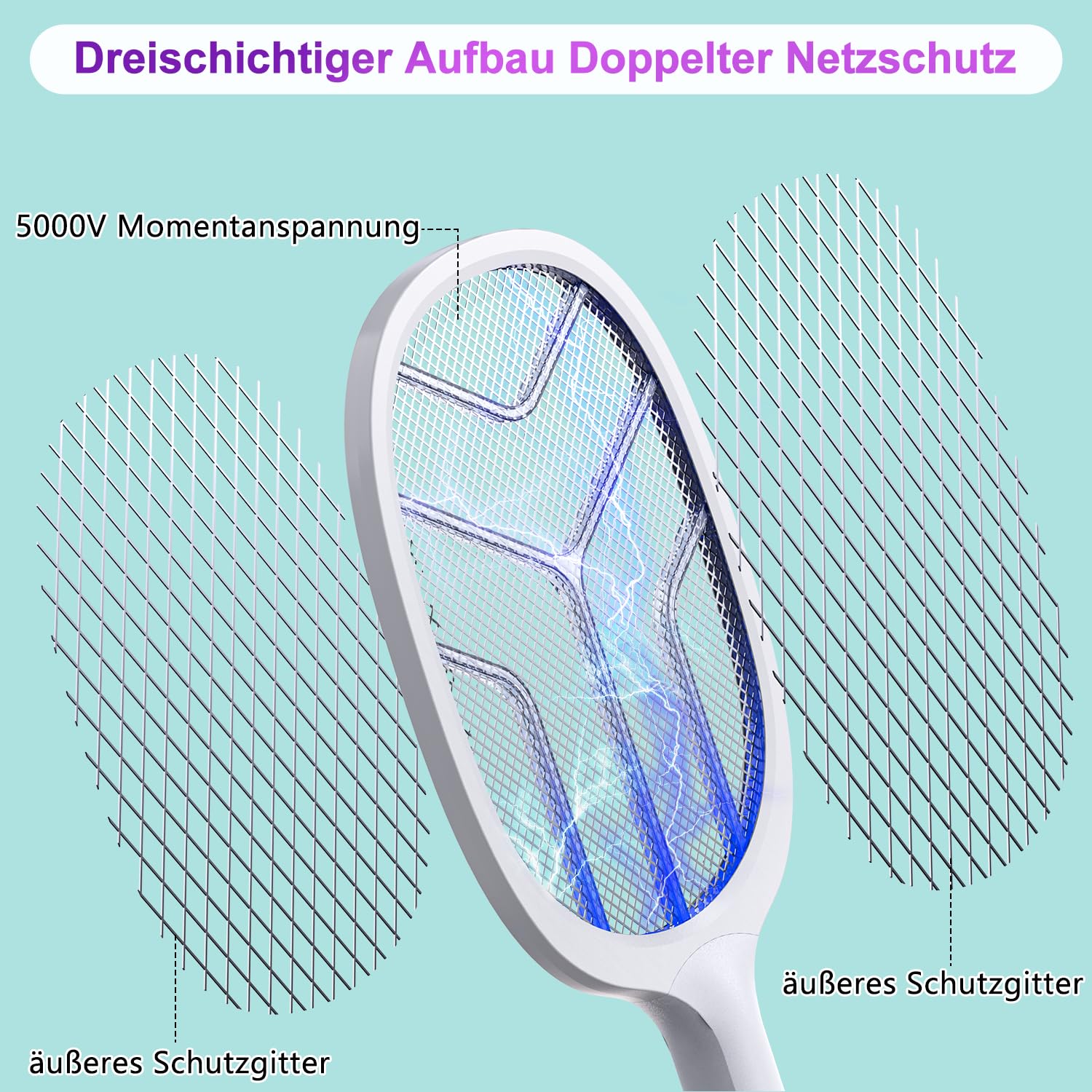 Elektrische vliegenmepper: 4800 V vliegenmepper, elektrisch met uv-val