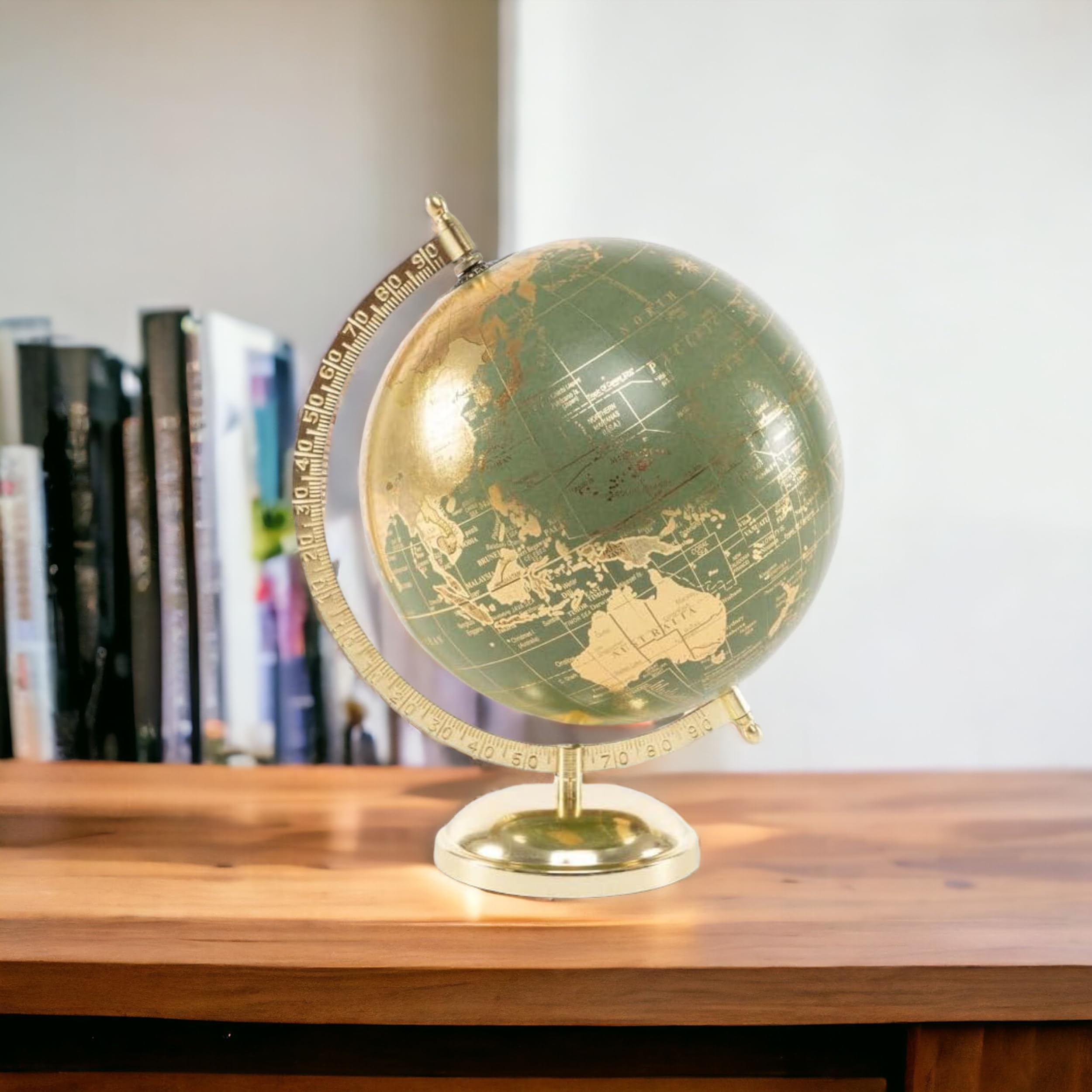 Mappamondo, Mappamondo 20cm con Supporto in Metallo Dorato - Decorazione e Regalo