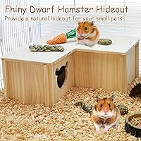 Vista 2 de Fhiny Casa de hámster de madera, escondite de hámster y túnel de múltiples cámaras, sala de actividades desmontable, juguetes de exploración