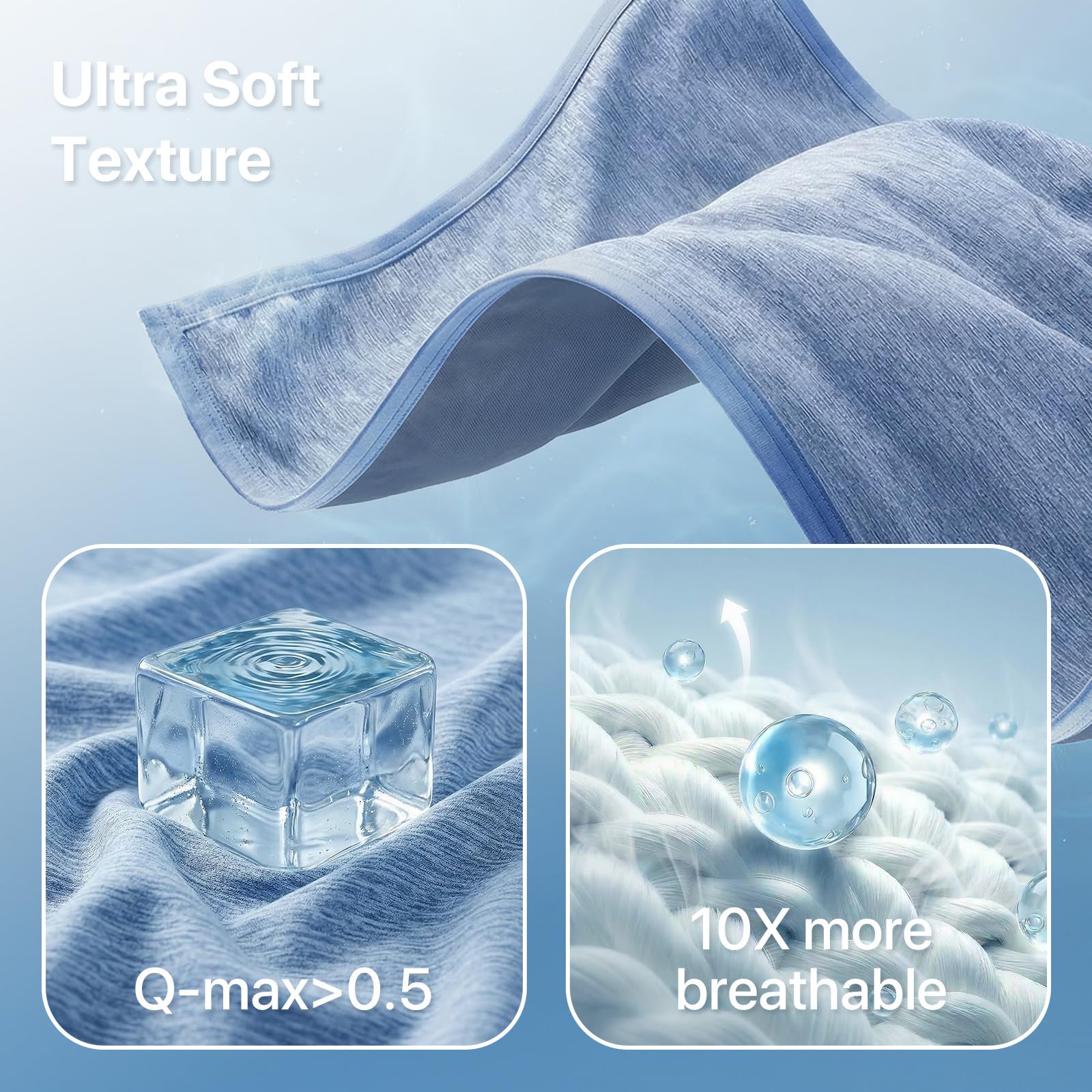 IKALIFE Coperta Refrigerante Letto - Coperta Rinfrescante per l'estate Copriletto Estiva Matrimoniale Q-Max>0,5 Fresca Cooling Blanket Fredda Coperte Rinfrescanti per Divano Blu 150x200 cm
