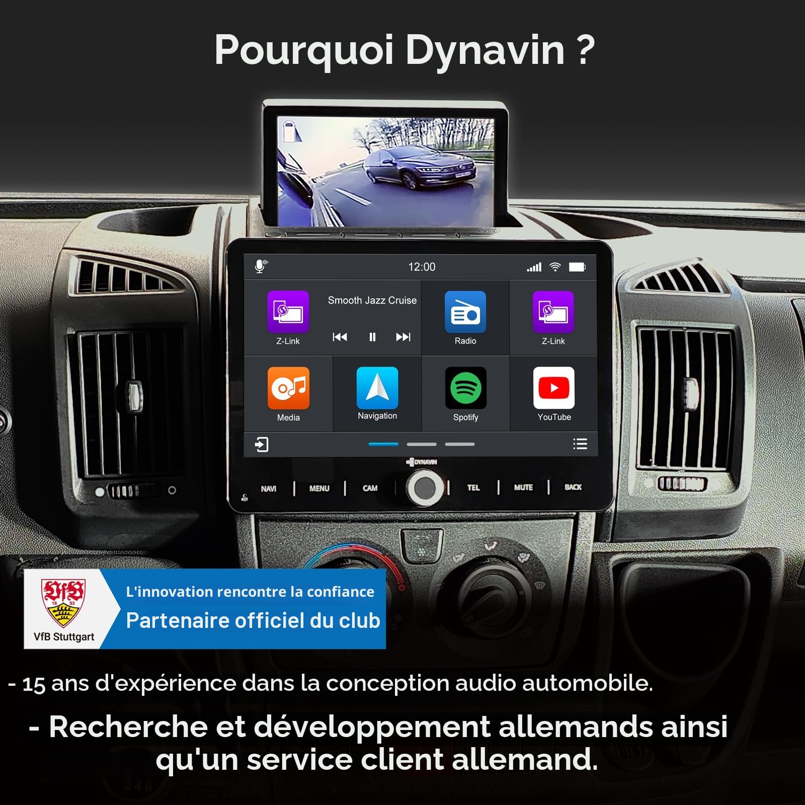 DYNAVIN Android Autoradio GPS pour Fiat Ducato Citroën Jumper II Peugeot Boxer II: 10,1" Radio avec Wireless CarPlay et Android Auto | Head-up Display | Dab+ Radio; D9-DCX Plus Flex - C