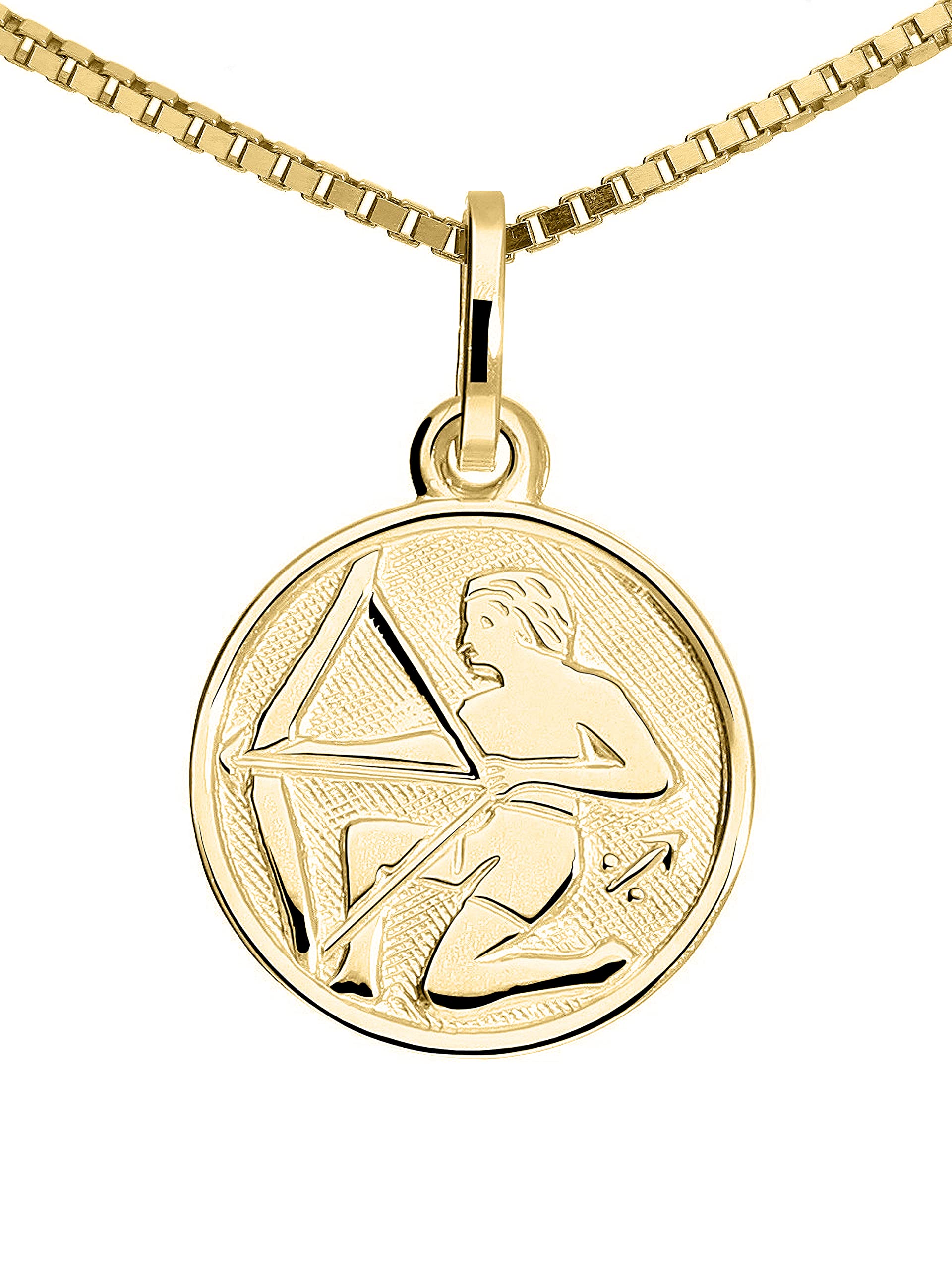 My Gold Pendentif zodiaque Sagittaire (sans chaîne) or jaune or véritable 333 (8 carats) Ø 12mm signe du zodiaque rond Rond du zodiaque A-06017-G303-Sch