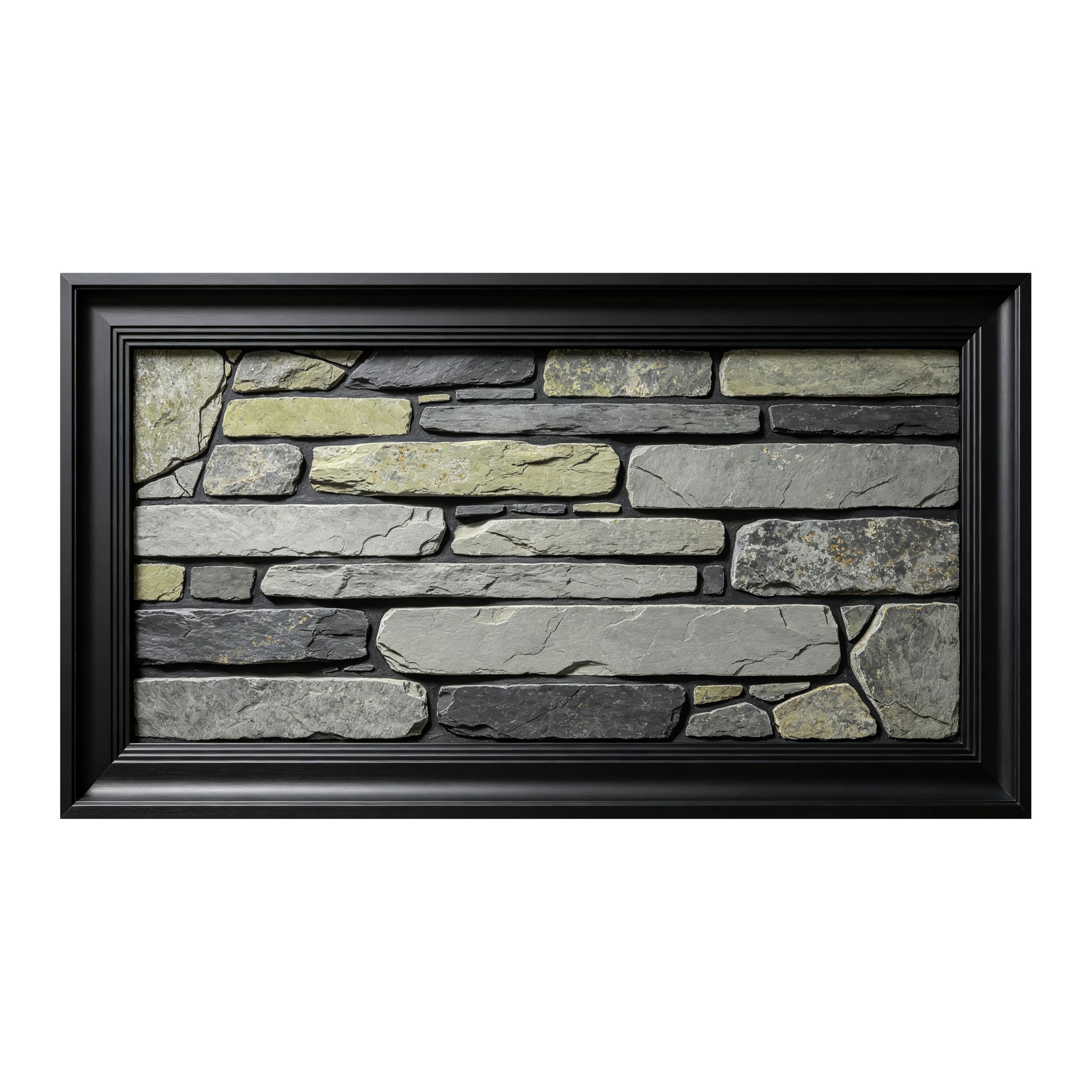 Yzpallescene 3D Framed Wall Art Rustic Stone Texture Trompe Loeil Industrial Large Size SelfAdhesive Removable Wall Decor Prints Artwork for Living Room Bedroom Office